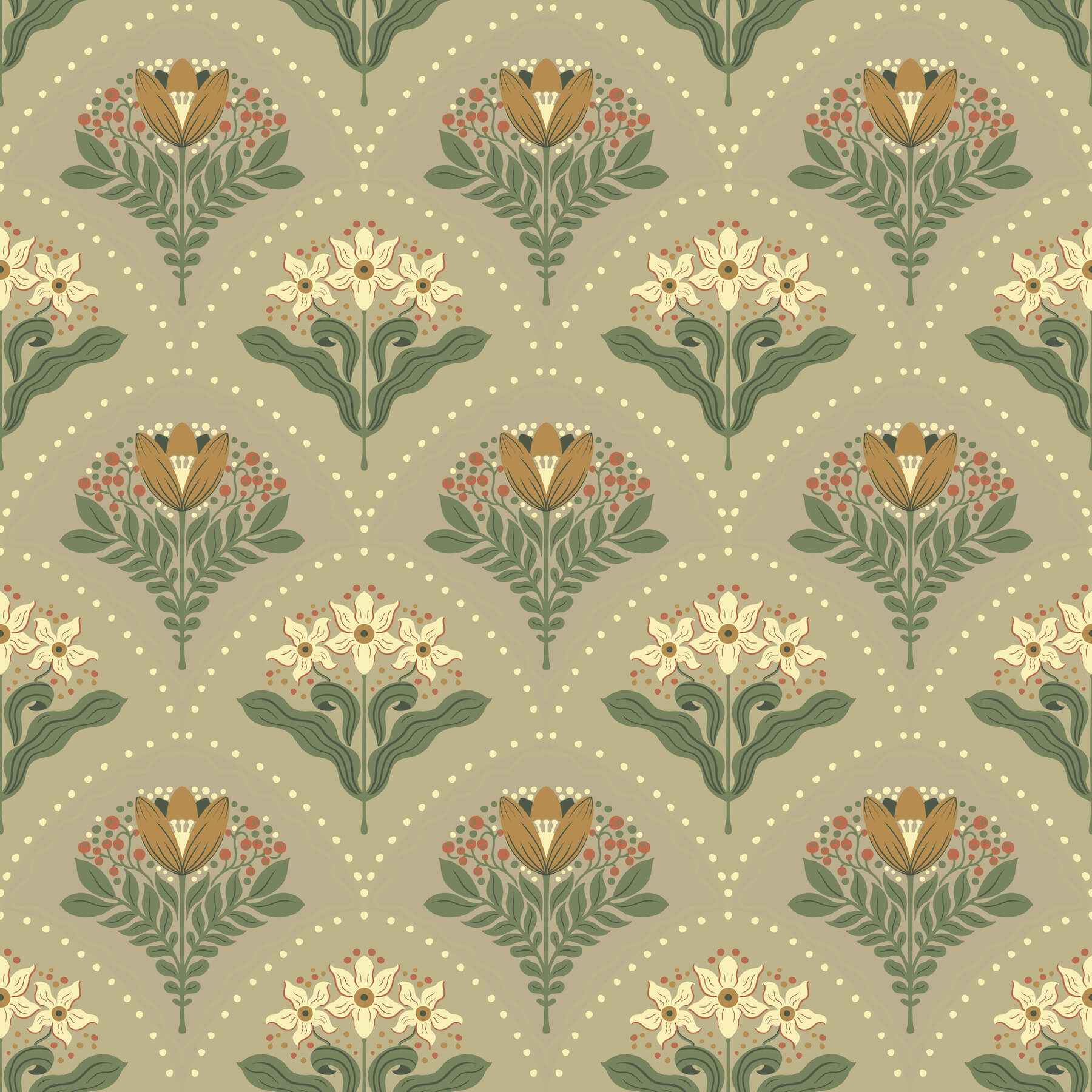 Maj Taupe Floral Damask Wallpaper - York Wallcoverings - 4201-48017