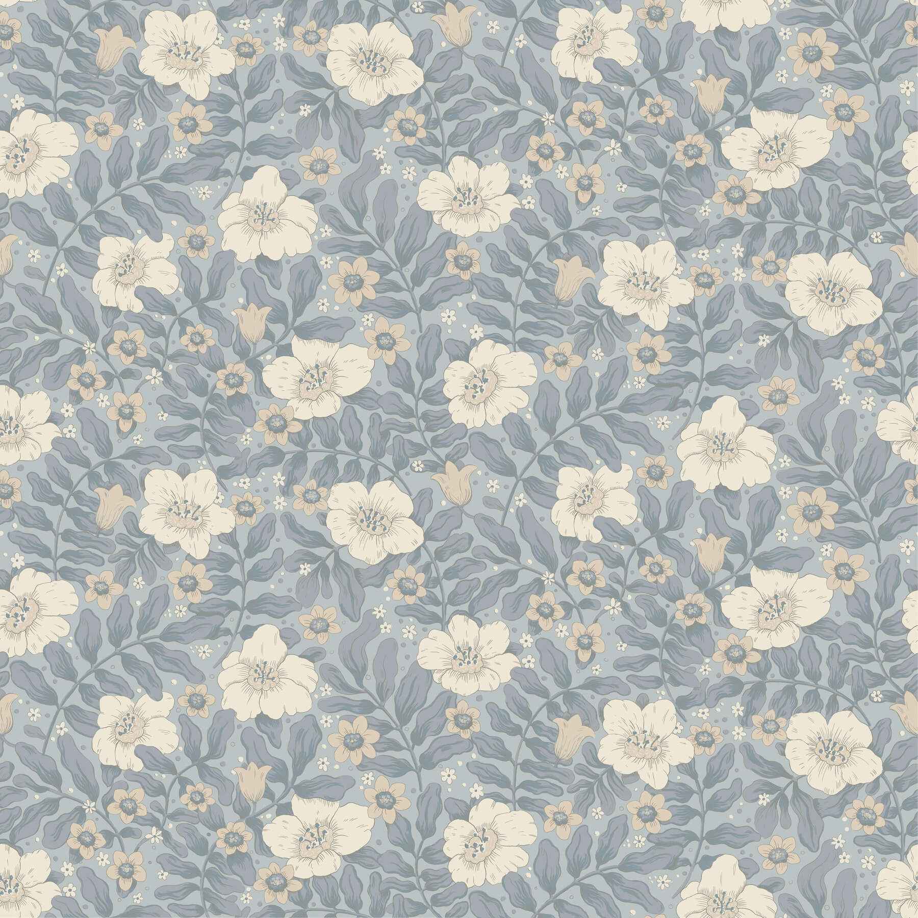 Maggan Blue Floral Trail Wallpaper - York Wallcoverings - 4201-48023 - York Wallcoverings Wallpaper