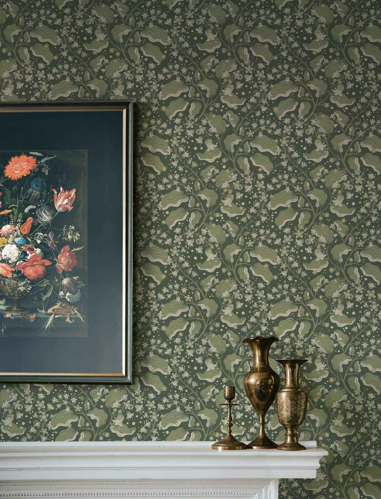 Syren Evergreen Dainty Floral Wallpaper - York Wallcoverings - 4201-48026 - York Wallcoverings Wallpaper