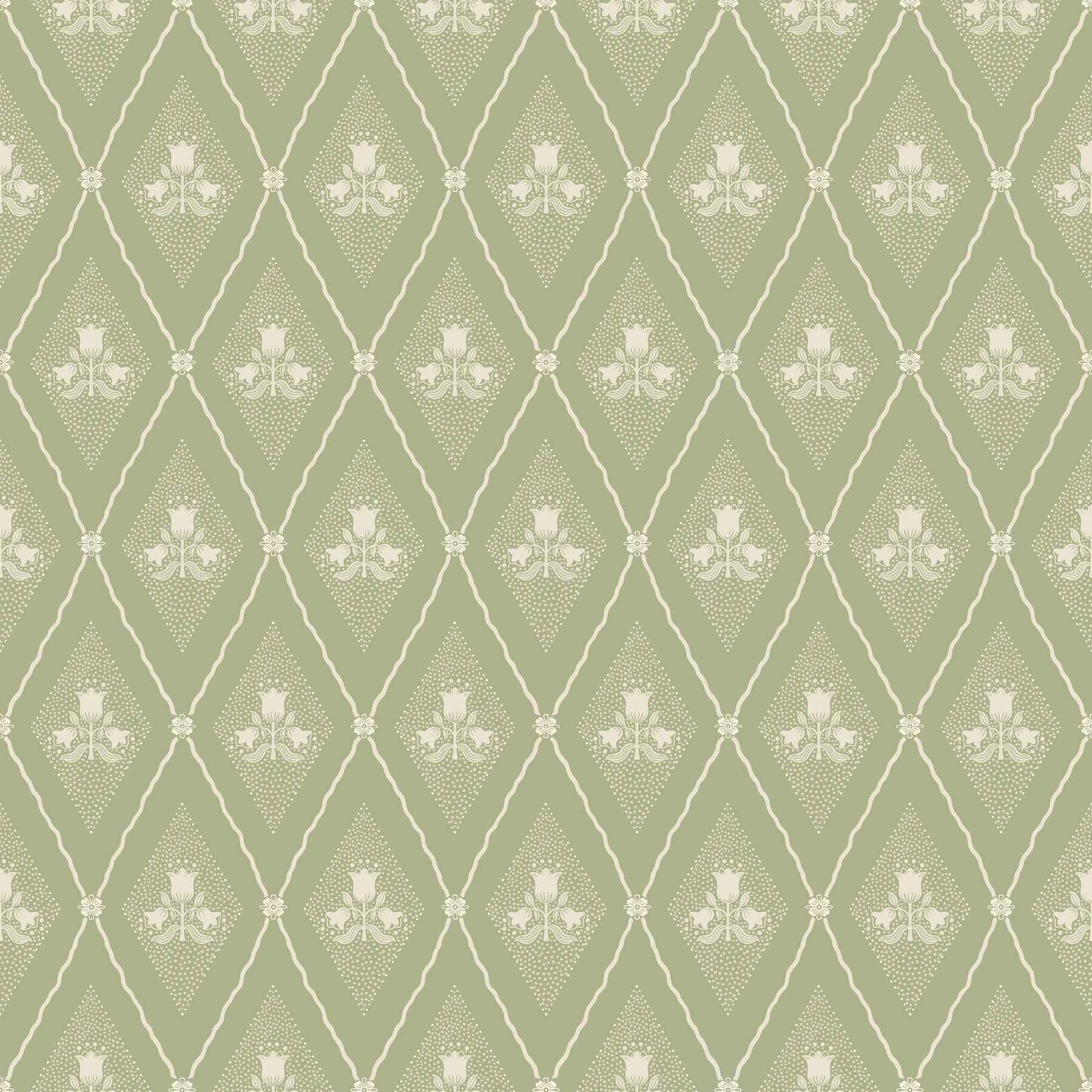 Alma Moss Diamond Floral Wallpaper - York Wallcoverings - 4201-48030 - York Wallcoverings Wallpaper