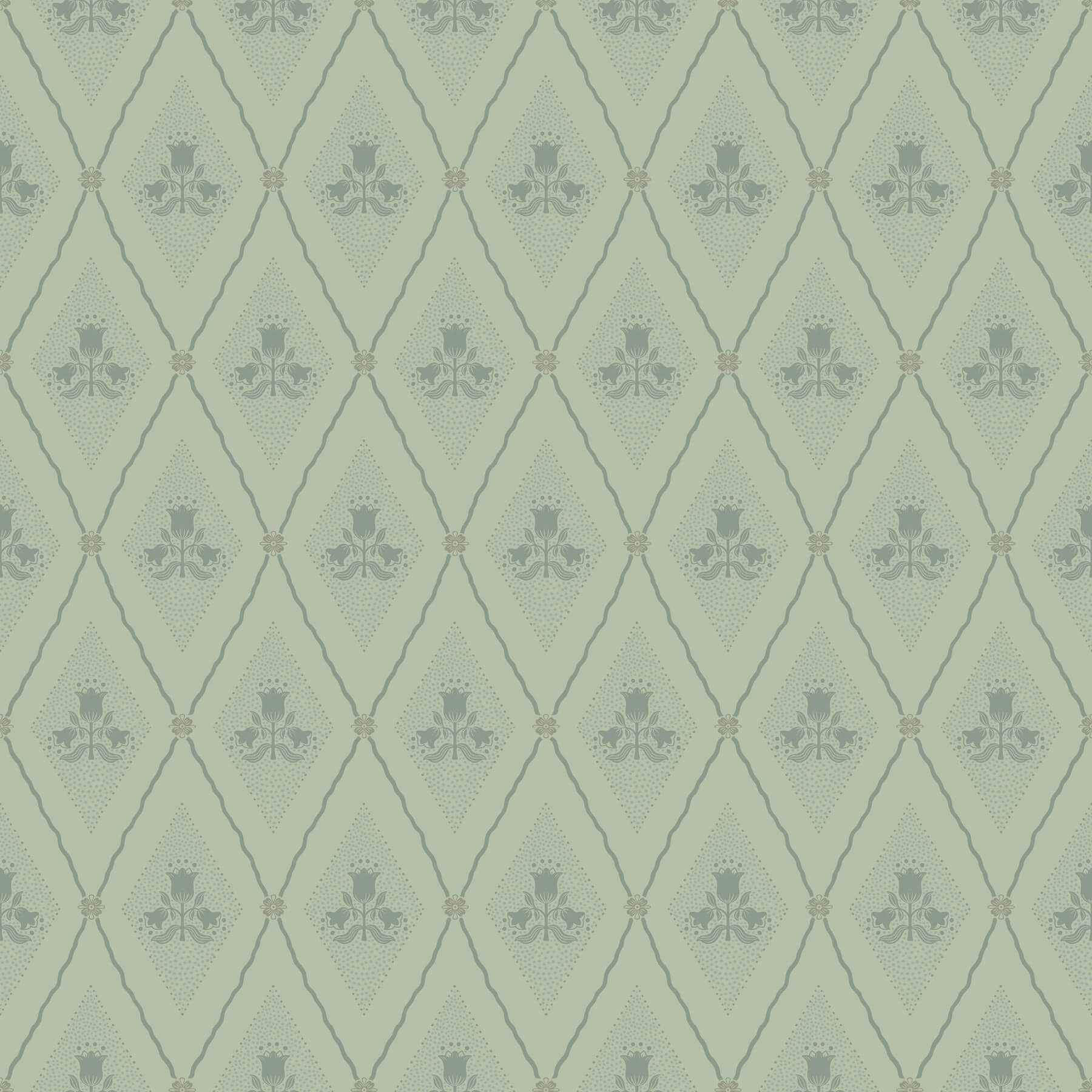 Alma Mint Diamond Floral Wallpaper - York Wallcoverings - 4201-48031