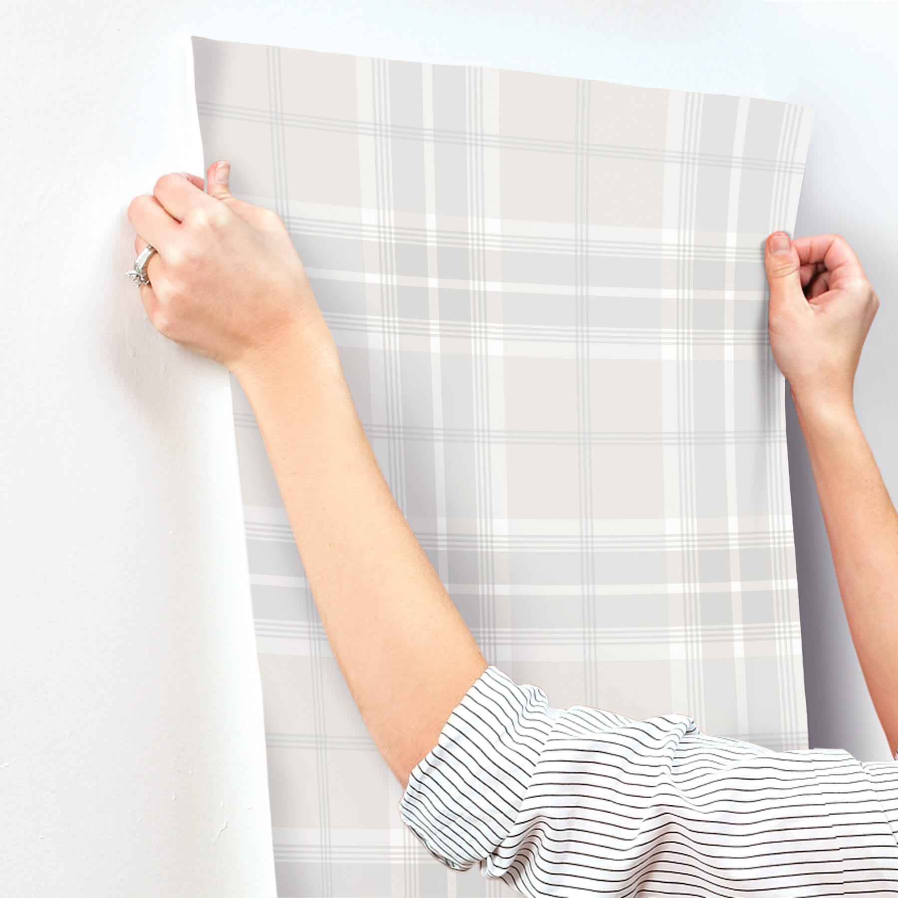 Emma Dove Plaid Wallpaper - York Wallcoverings - 4201-92123 - York Wallcoverings Wallpaper