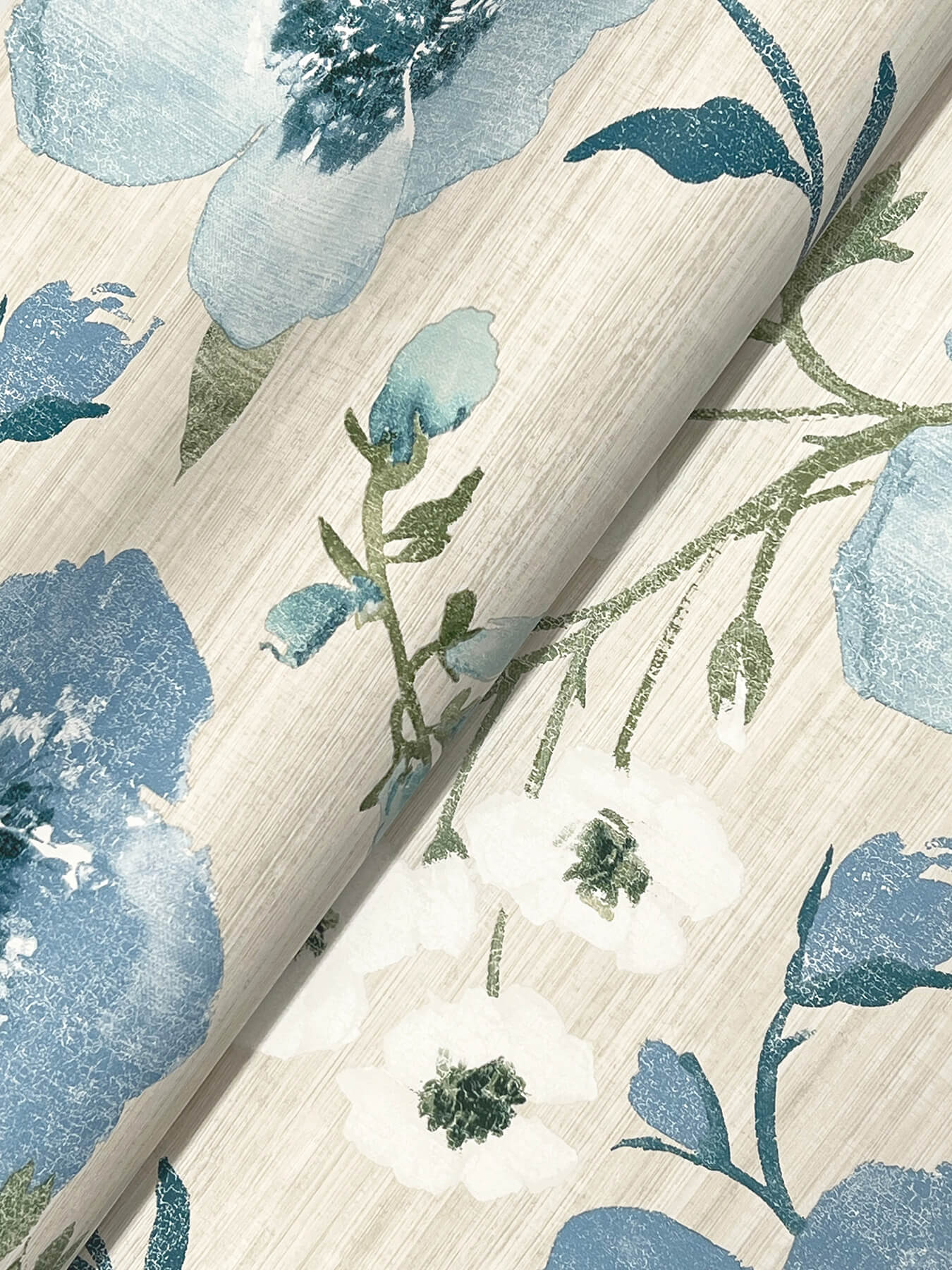 evelyn-blue-floral-wallpaper-york-wallcoverings-ll3203 - York Wallcoverings Wallpaper