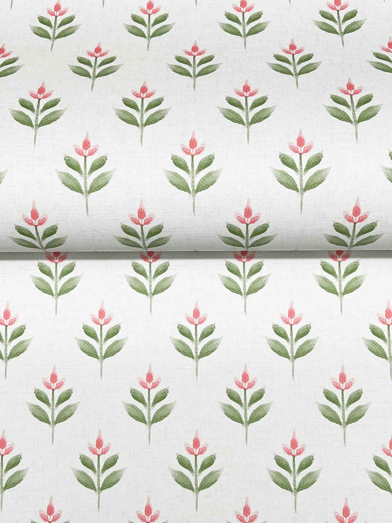 Serene Villa Pink Floral Stamp Wallpaper - York Wallcoverings - LL3236 - York Wallcoverings Wallpaper