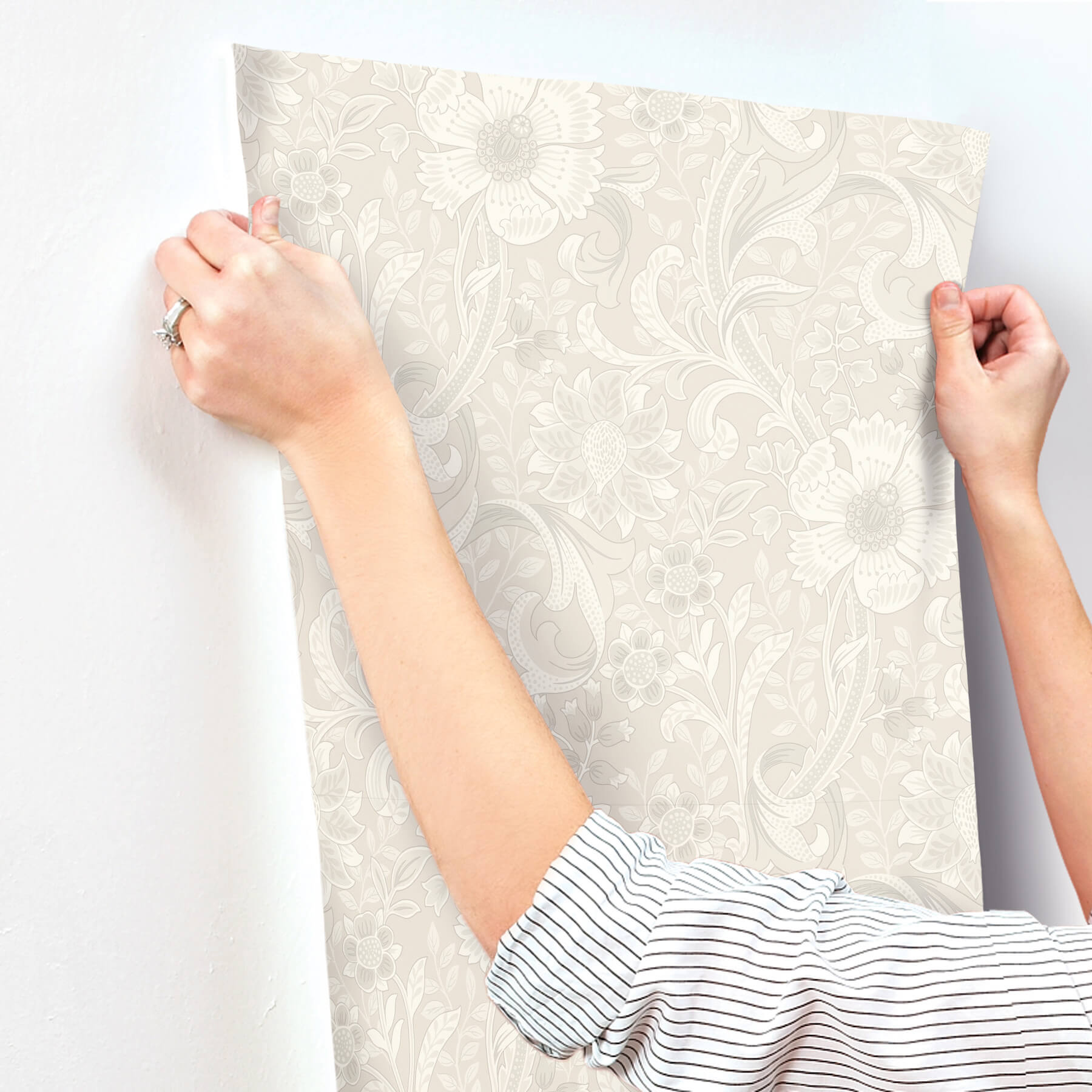 liora-neutral-floral-trail-wallpaper-york-wallcoverings-4191-83011 - York Wallcoverings Papel pintado