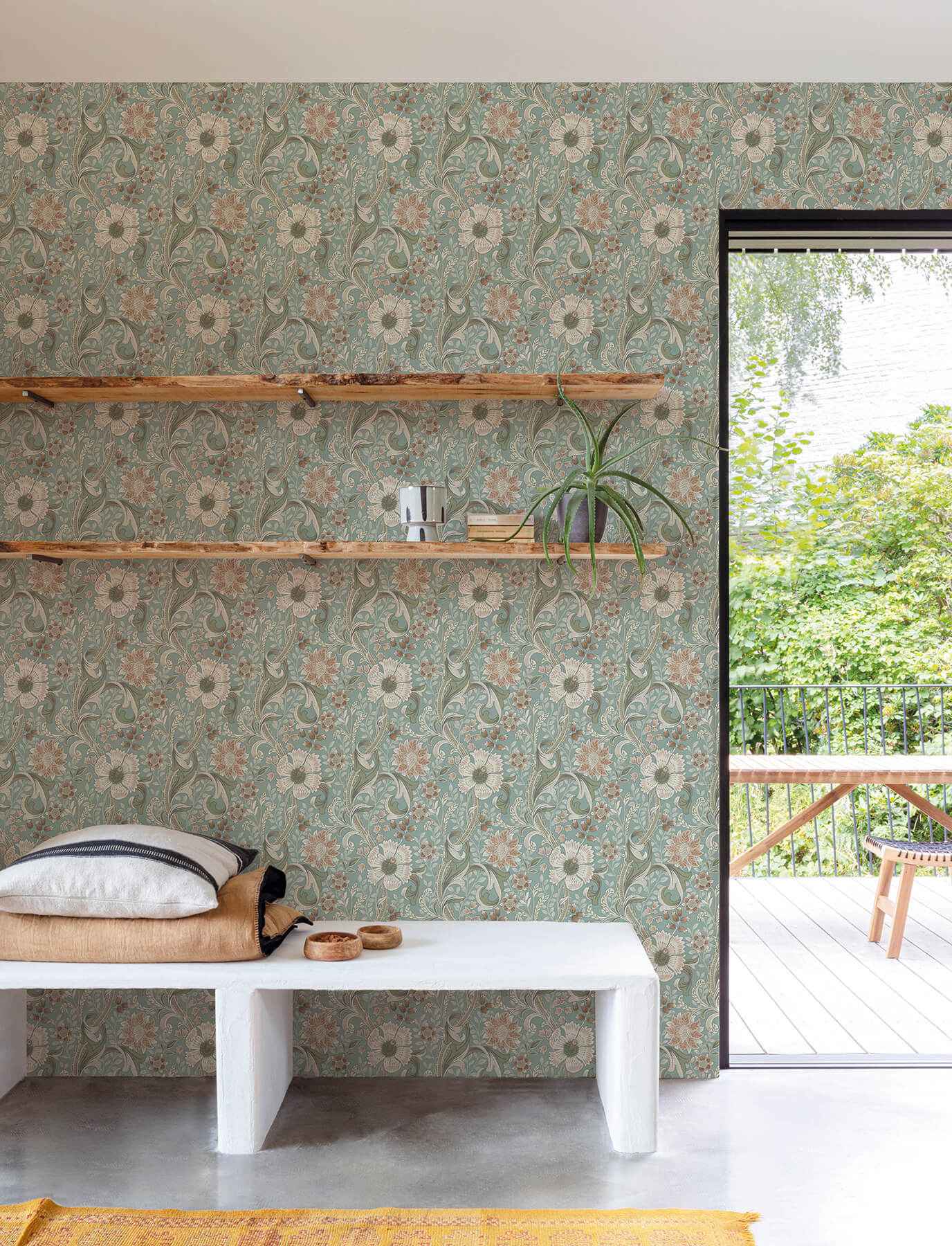 Liora Aqua Floral Trail Wallpaper - York Wallcoverings - 4191-83013