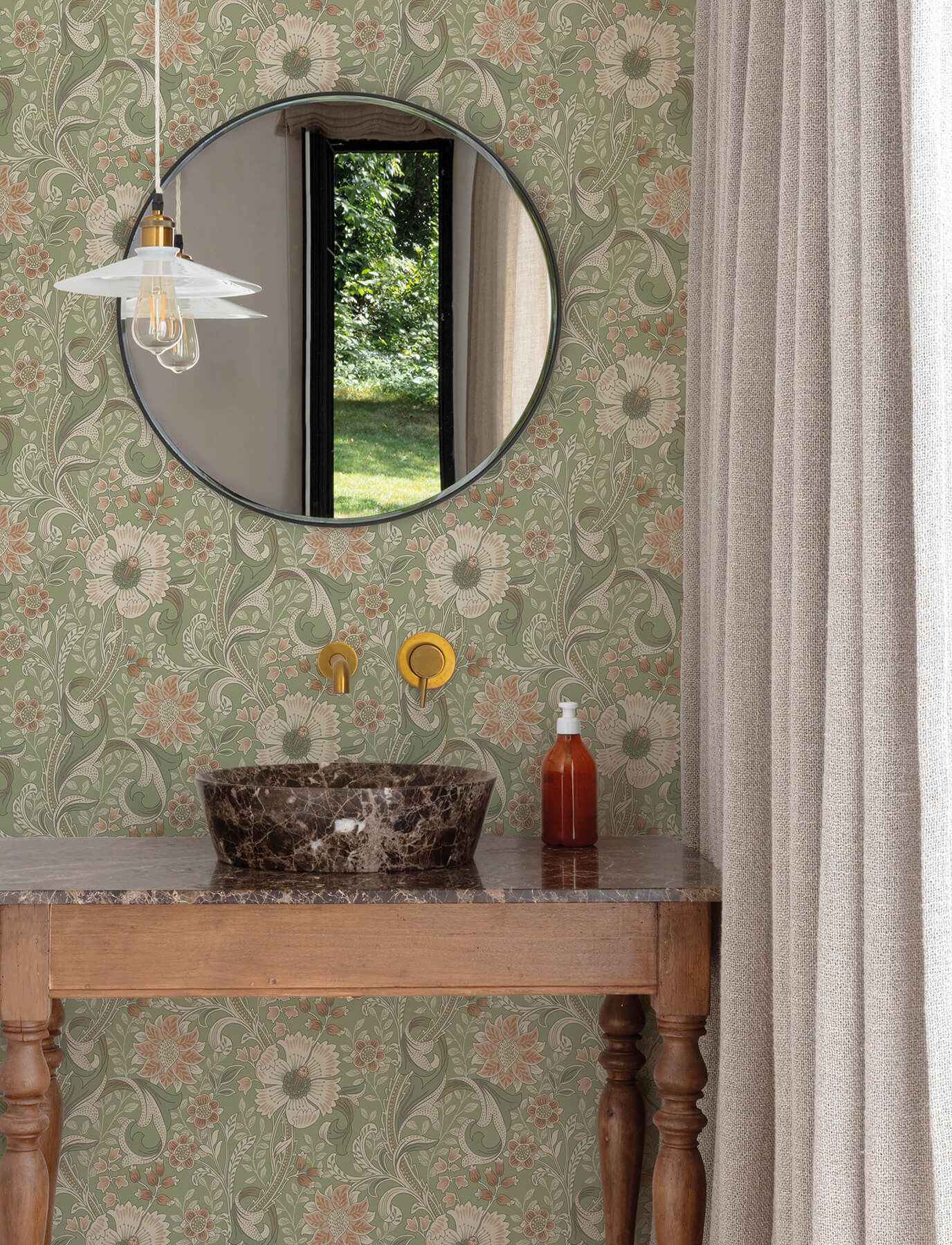 Liora Green Floral Trail Wallpaper - York Wallcoverings - 4191-83014