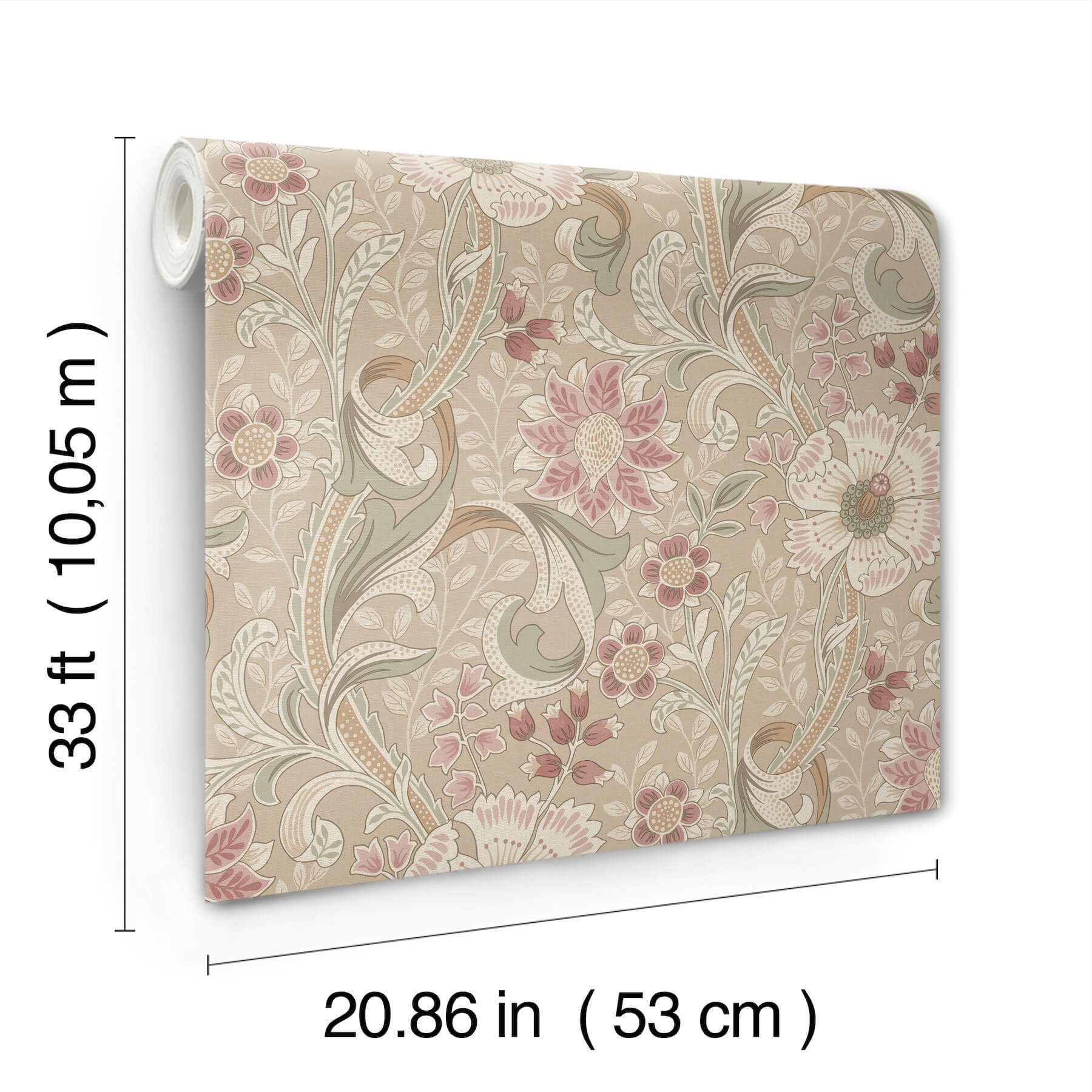 liora-taupe-floral-trail-wallpaper-york-wallcoverings-4191-83015 - York Wallcoverings Wallpaper