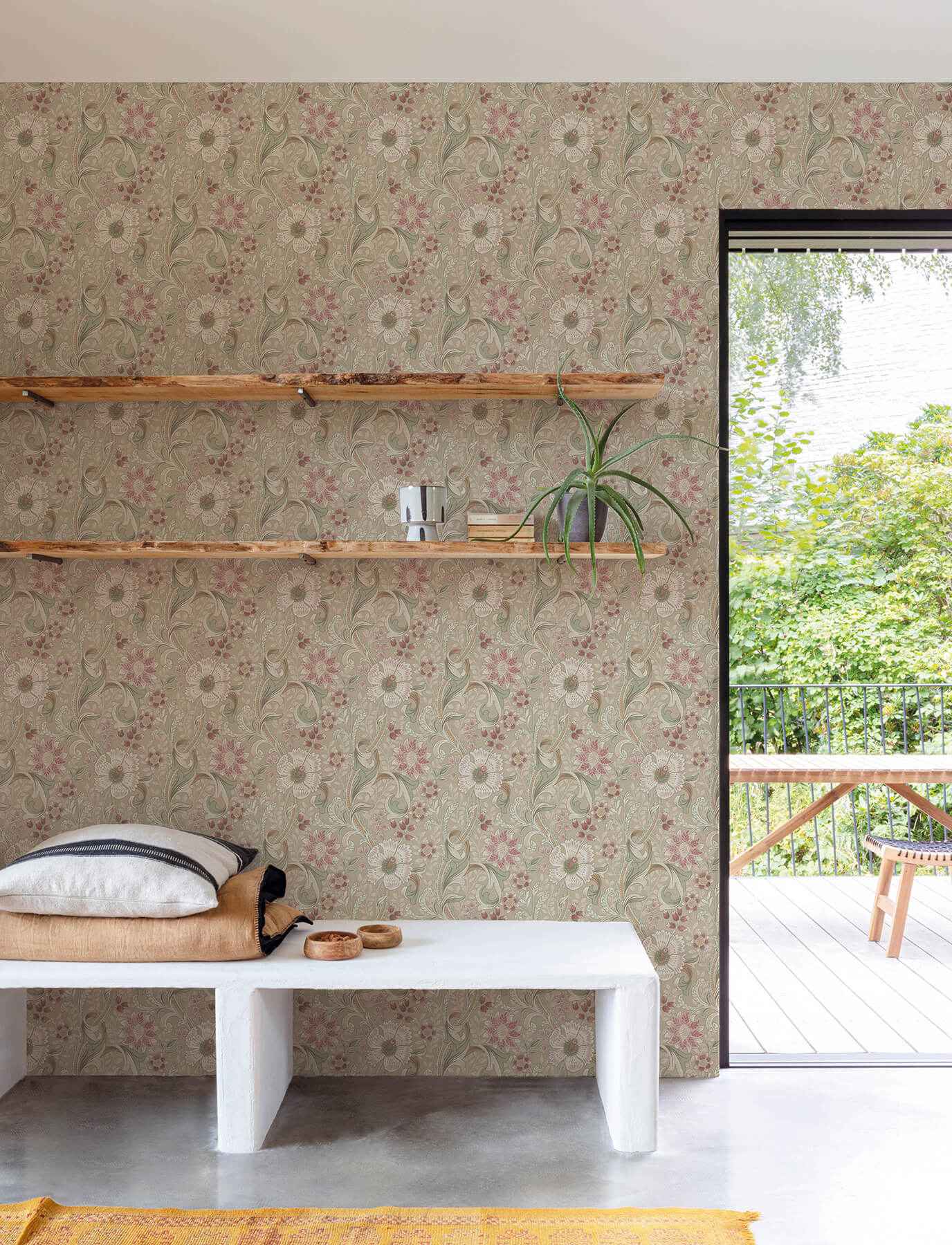 Liora Taupe Floral Trail Wallpaper - York Wallcoverings - 4191-83015