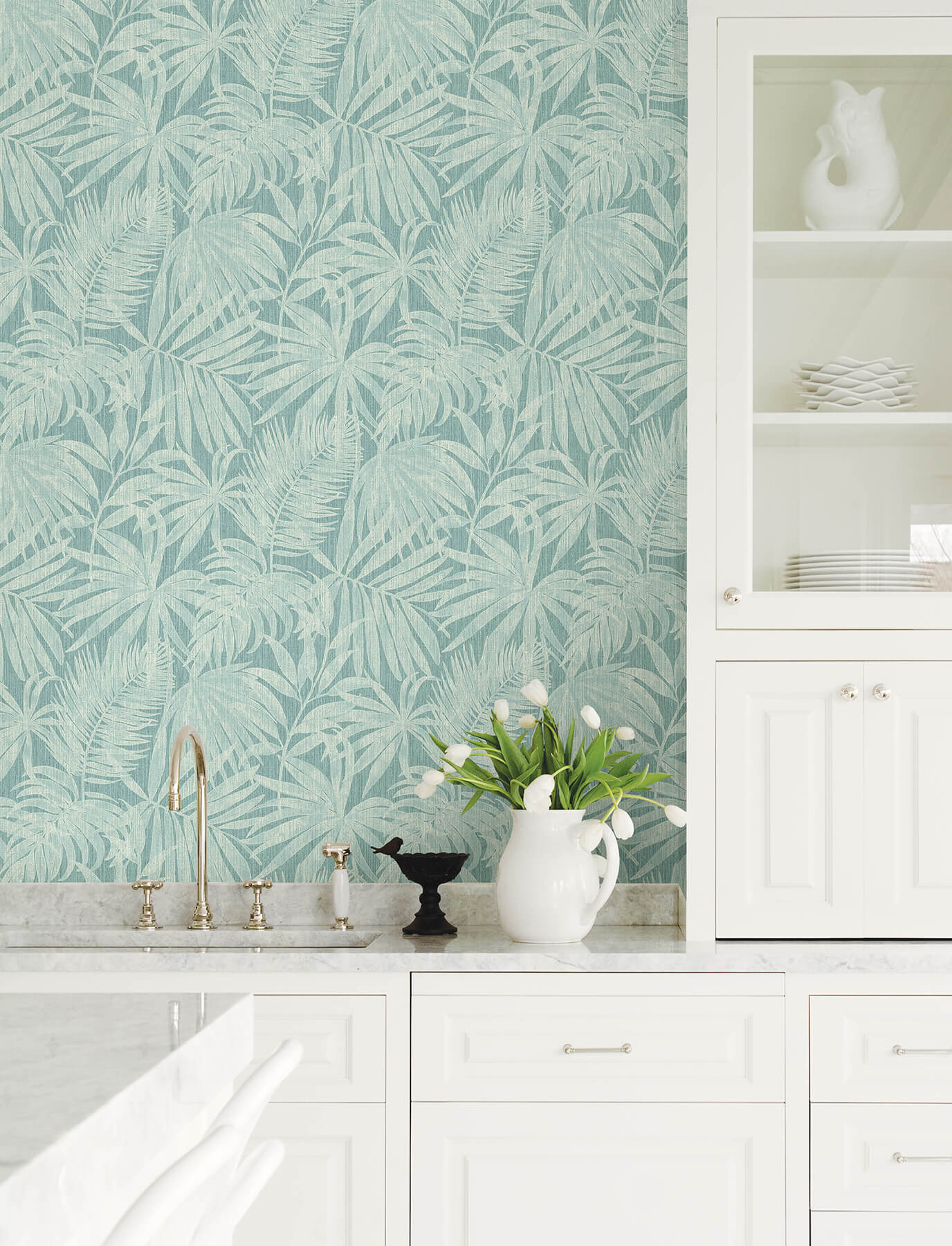 sonny-light-blue-fronds-wallpaper-york-wallcoverings-4191-83026 - York Wallcoverings Papel pintado