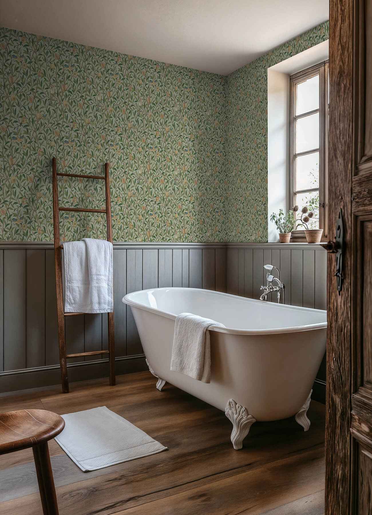 Bird and Pomegranate Bayleaf and Forest - York Wallcoverings - MCS6592 - York Wallcoverings Wallpaper