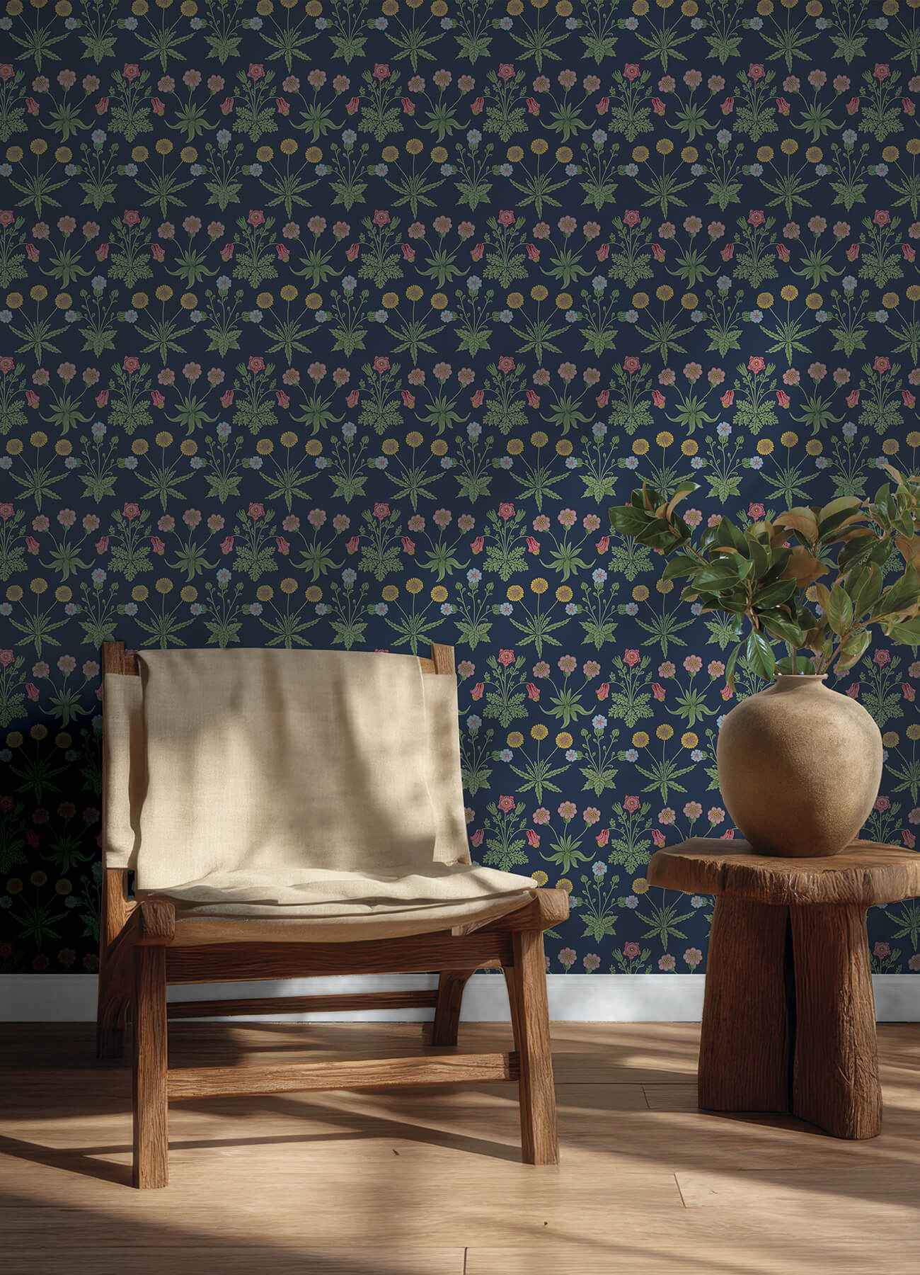 Daisy Indigo Peel and Stick Wallpaper - York Wallcoverings - MCS6597 - York Wallcoverings Wallpaper