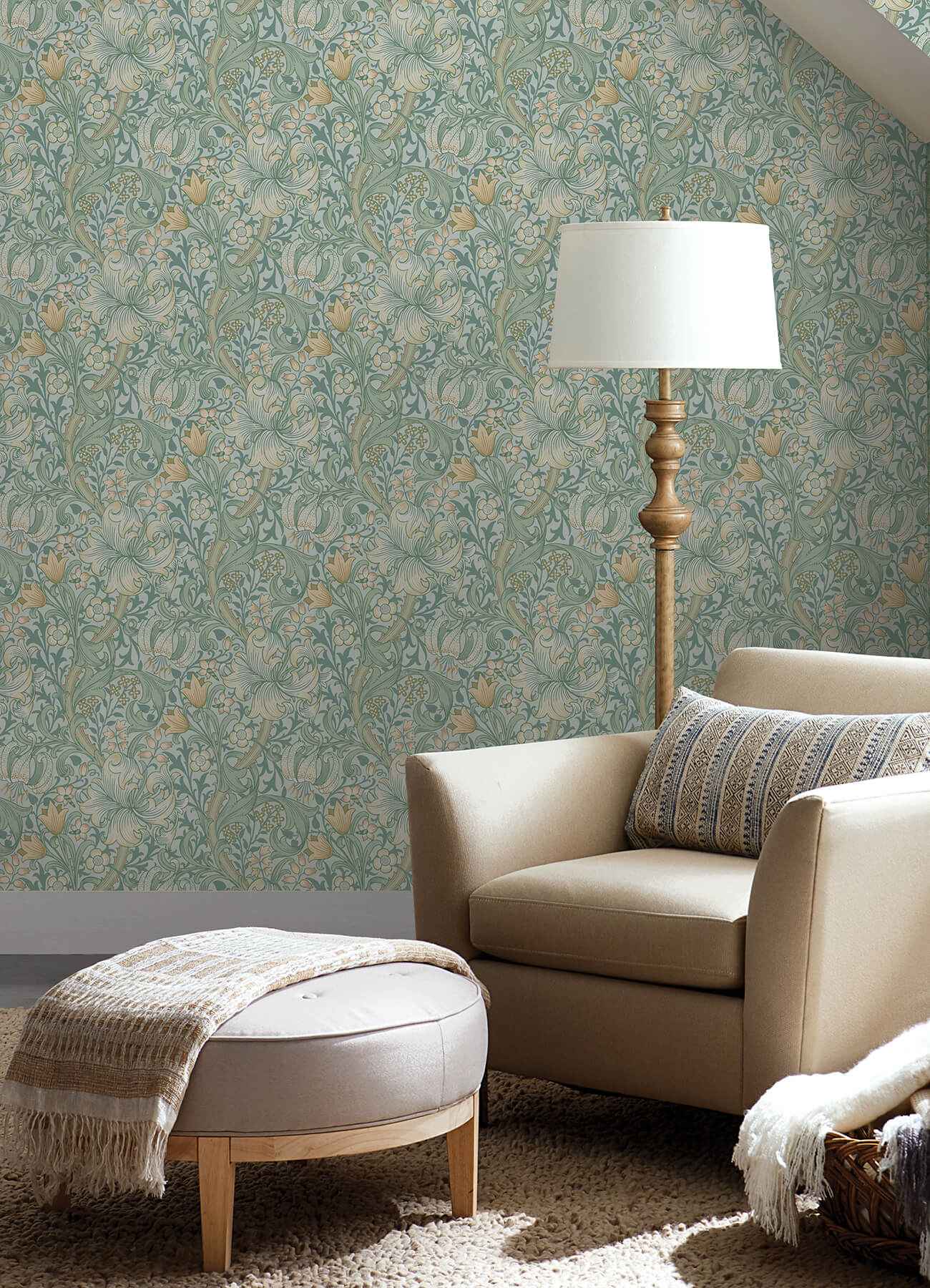 Golden Lily Sea Glass Peel and Stick Wallpaper - York Wallcoverings - MCS6599 - York Wallcoverings Wallpaper