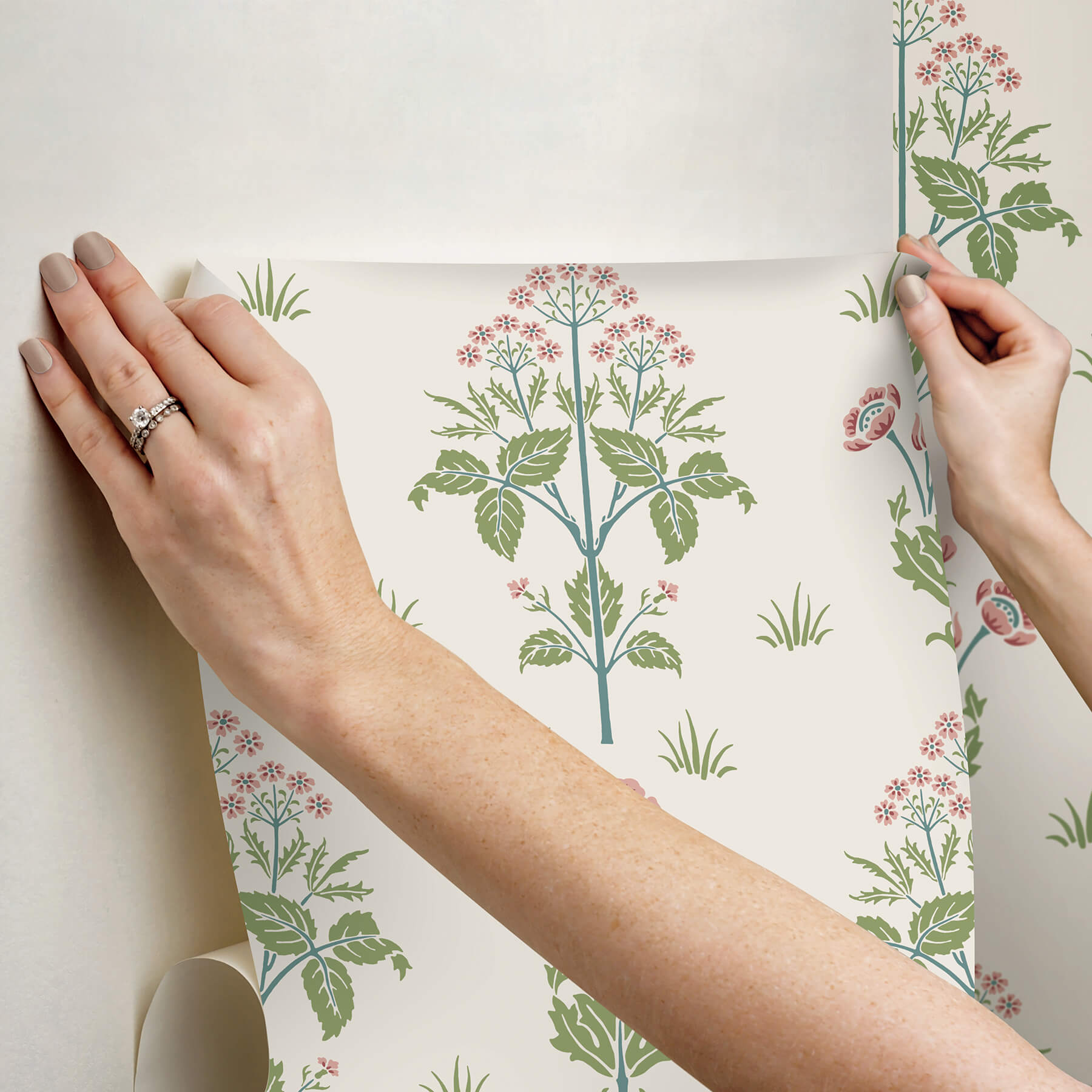meadow-sweet-cotton-and-rose-peel-and-stick-wallpaper-york-wallcoverings-mcs6606 - York Wallcoverings Wallpaper