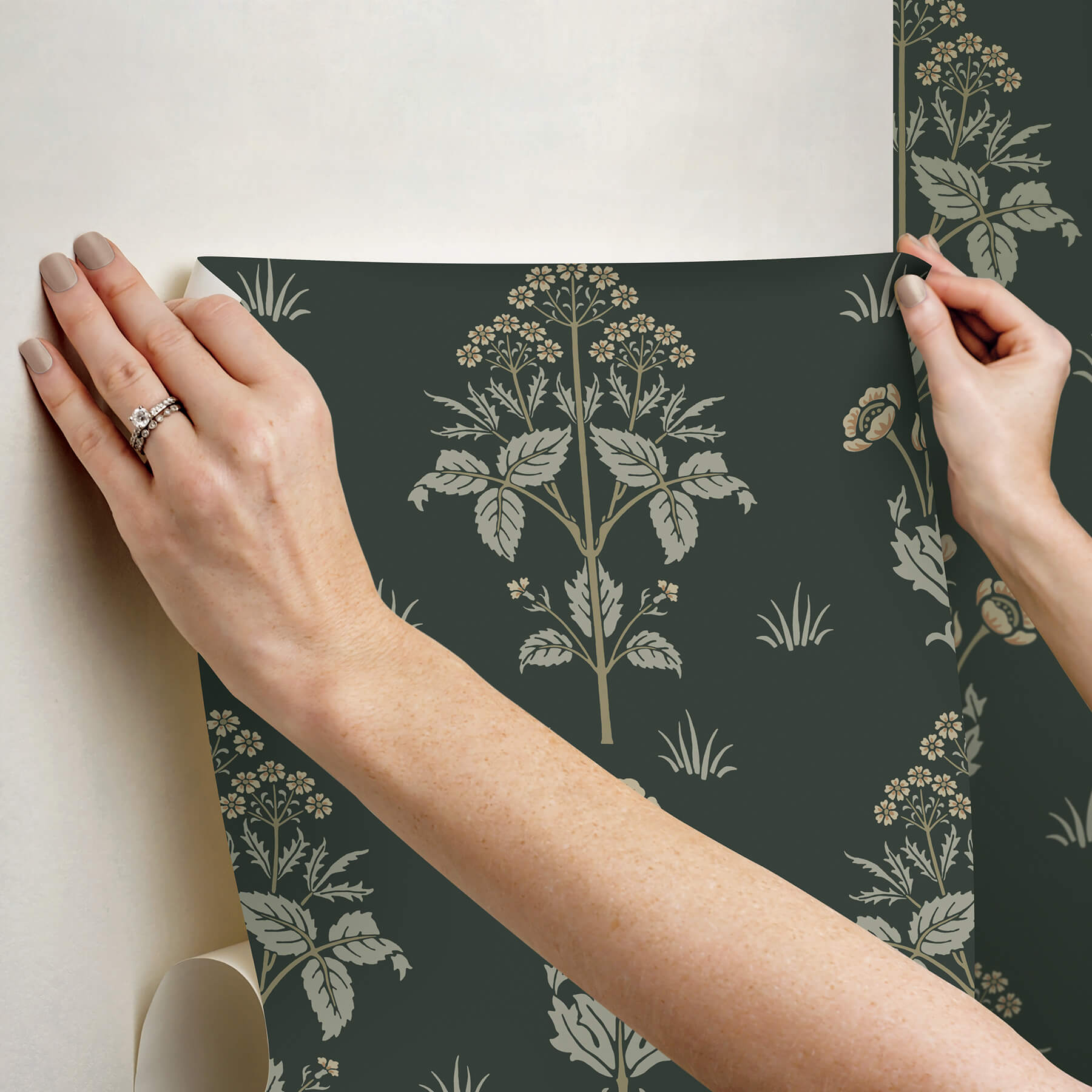 meadow-sweet-bayleaf-and-manilla-peel-and-stick-wallpaper-york-wallcoverings-mcs6608 - York Wallcoverings Wallpaper