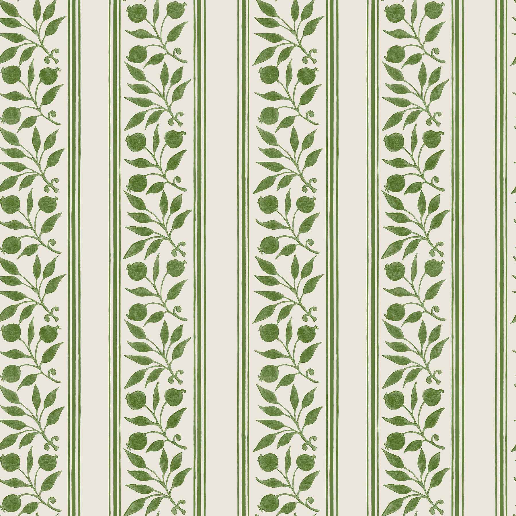 Rosehip Stripe Boughs Green Peel and Stick Wallpaper - York Wallcoverings - MCS6610