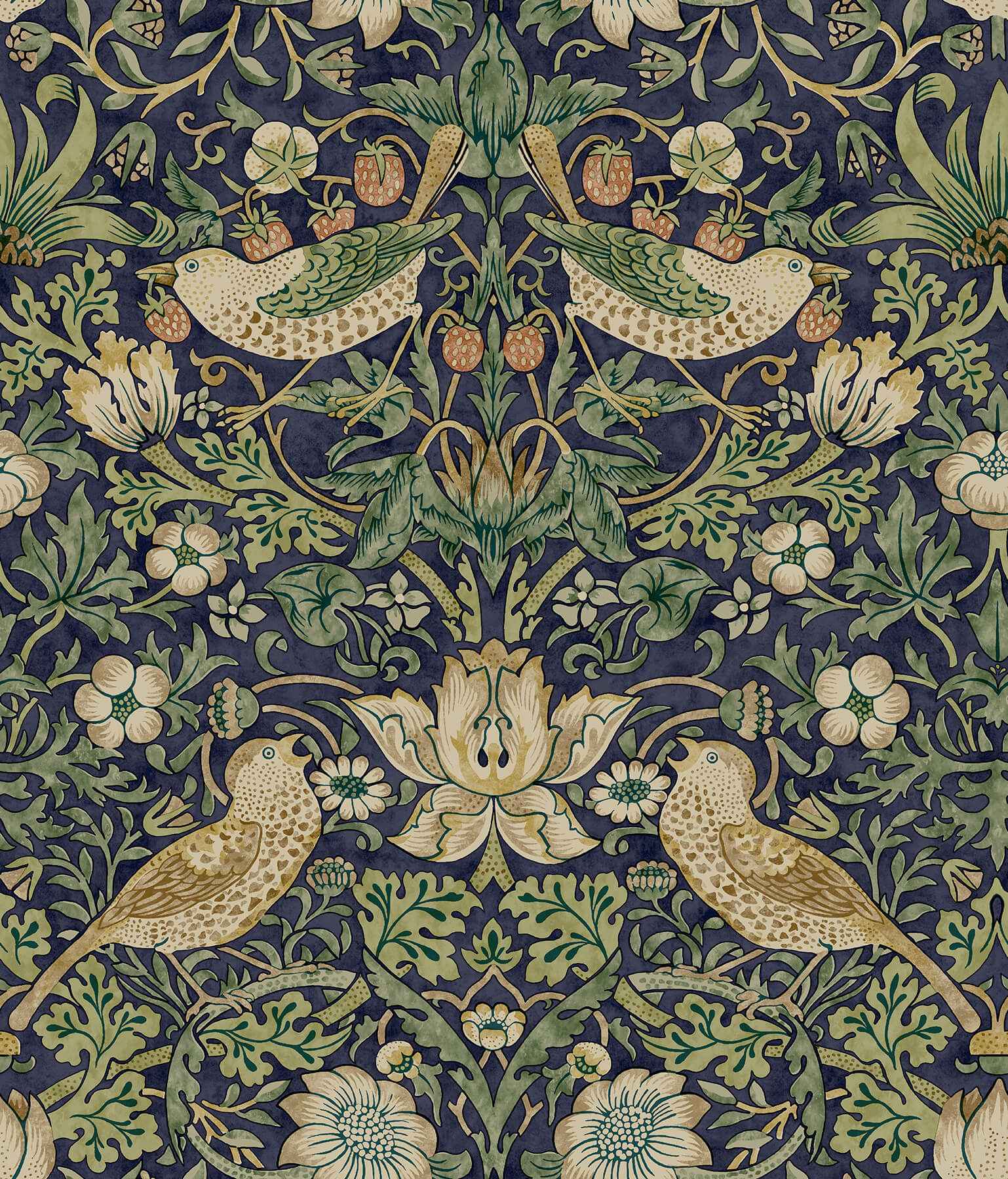 Strawberry Thief Ink Blue Peel and Stick Wallpaper - York Wallcoverings - MCS6615 - York Wallcoverings Wallpaper