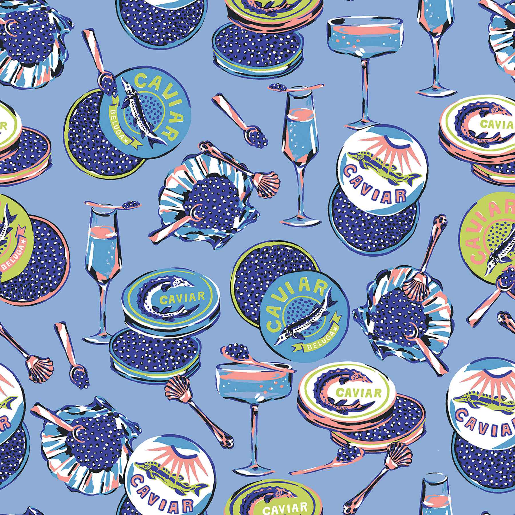 Champagne and Caviar Blue Peel and Stick Wallpaper - York Wallcoverings - PFS6557