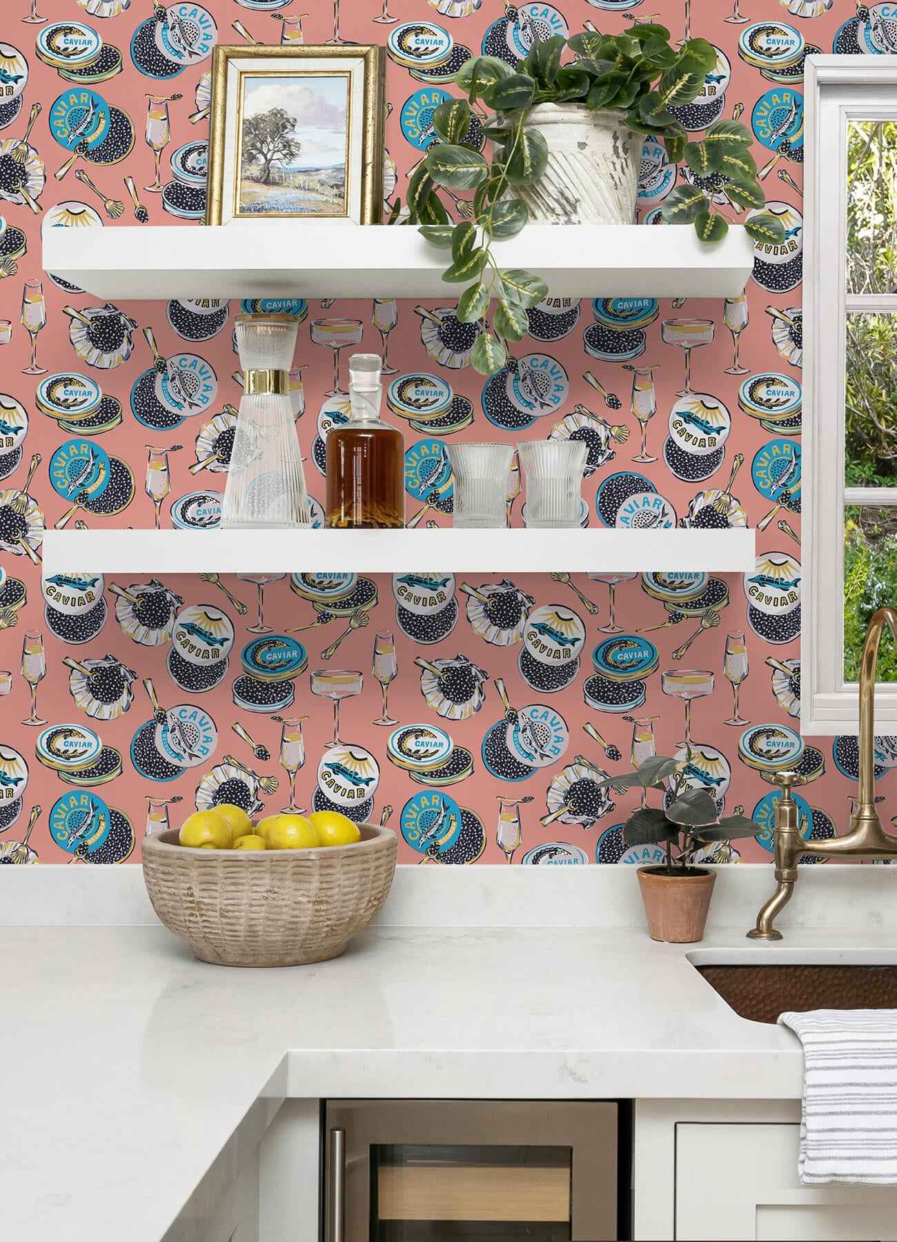 Champagne and Caviar Salmon Peel and St - York Wallcoverings - PFS6558 - York Wallcoverings Wallpaper
