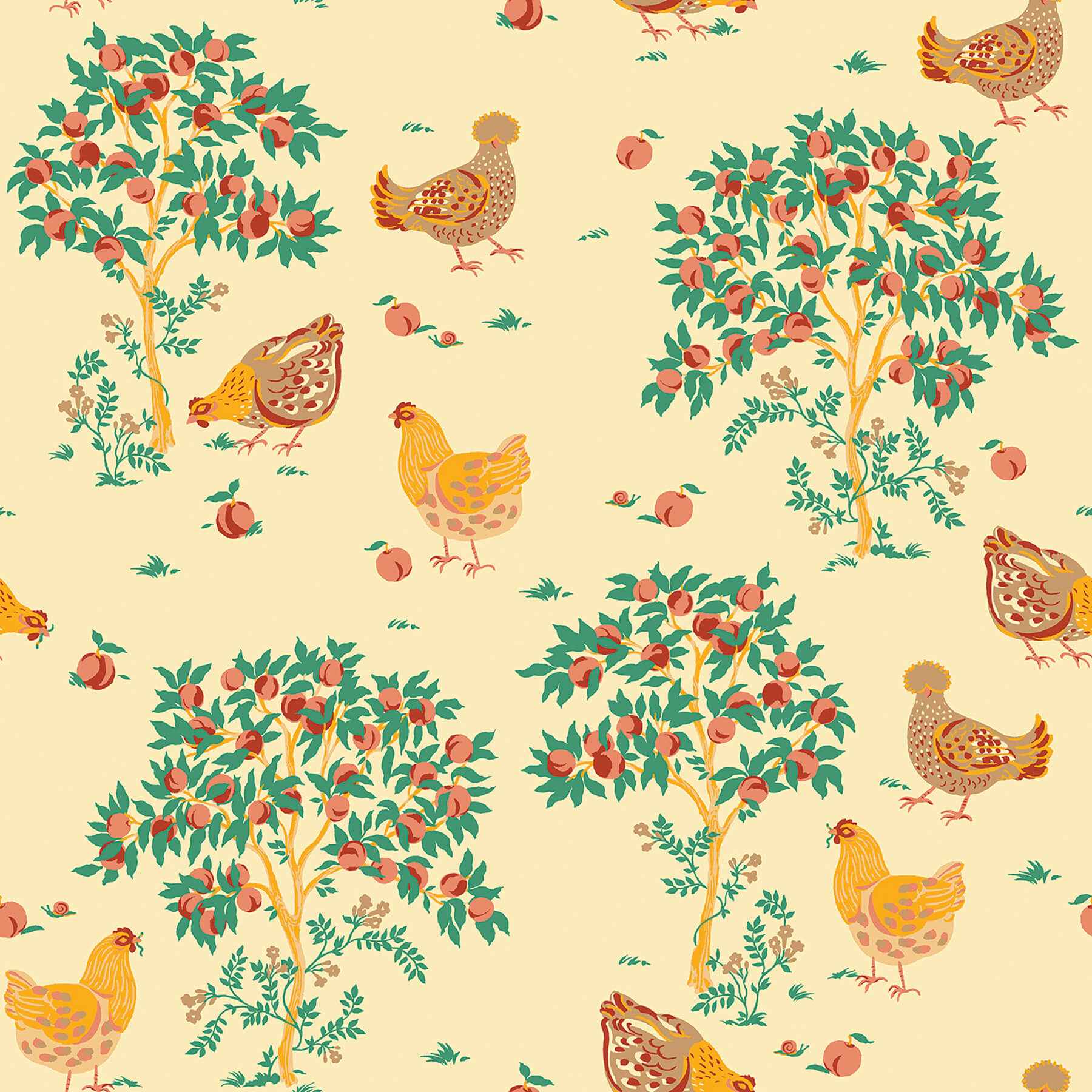 Hen House Butter Yellow Peel and Stick Wallpaper - York Wallcoverings - PFS6560