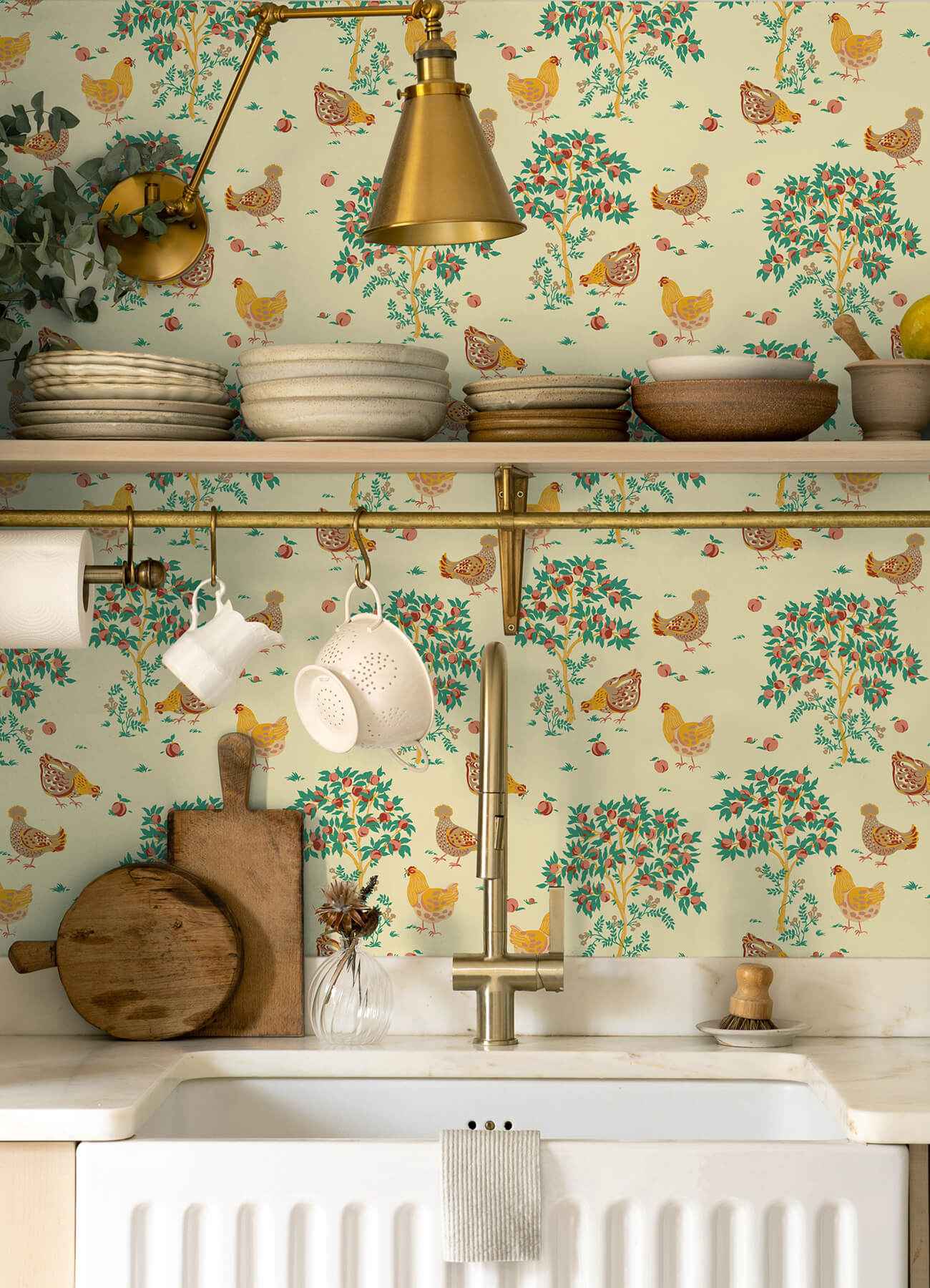 Hen House Butter Yellow Peel and Stick Wallpaper - York Wallcoverings - PFS6560 - York Wallcoverings Wallpaper