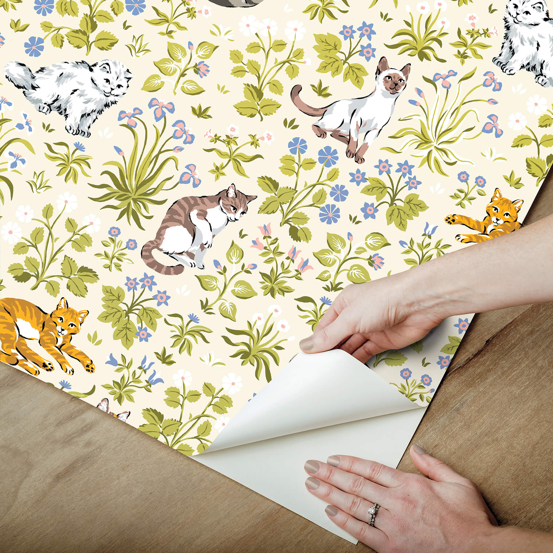 must-love-cats-linen-peel-and-stick-wallpaper-york-wallcoverings-pfs6568 - York Wallcoverings Wallpaper