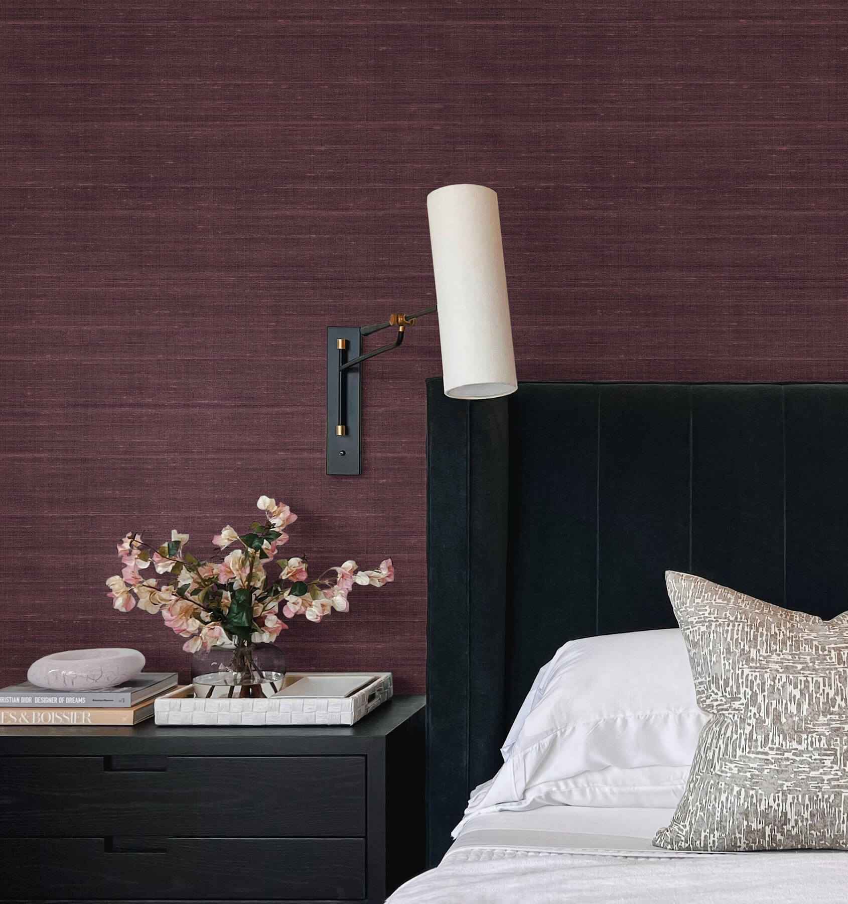 Sari Silk Merlot Faux Fabric Wallpaper - York Wallcoverings - UW1009N - York Wallcoverings Wallpaper