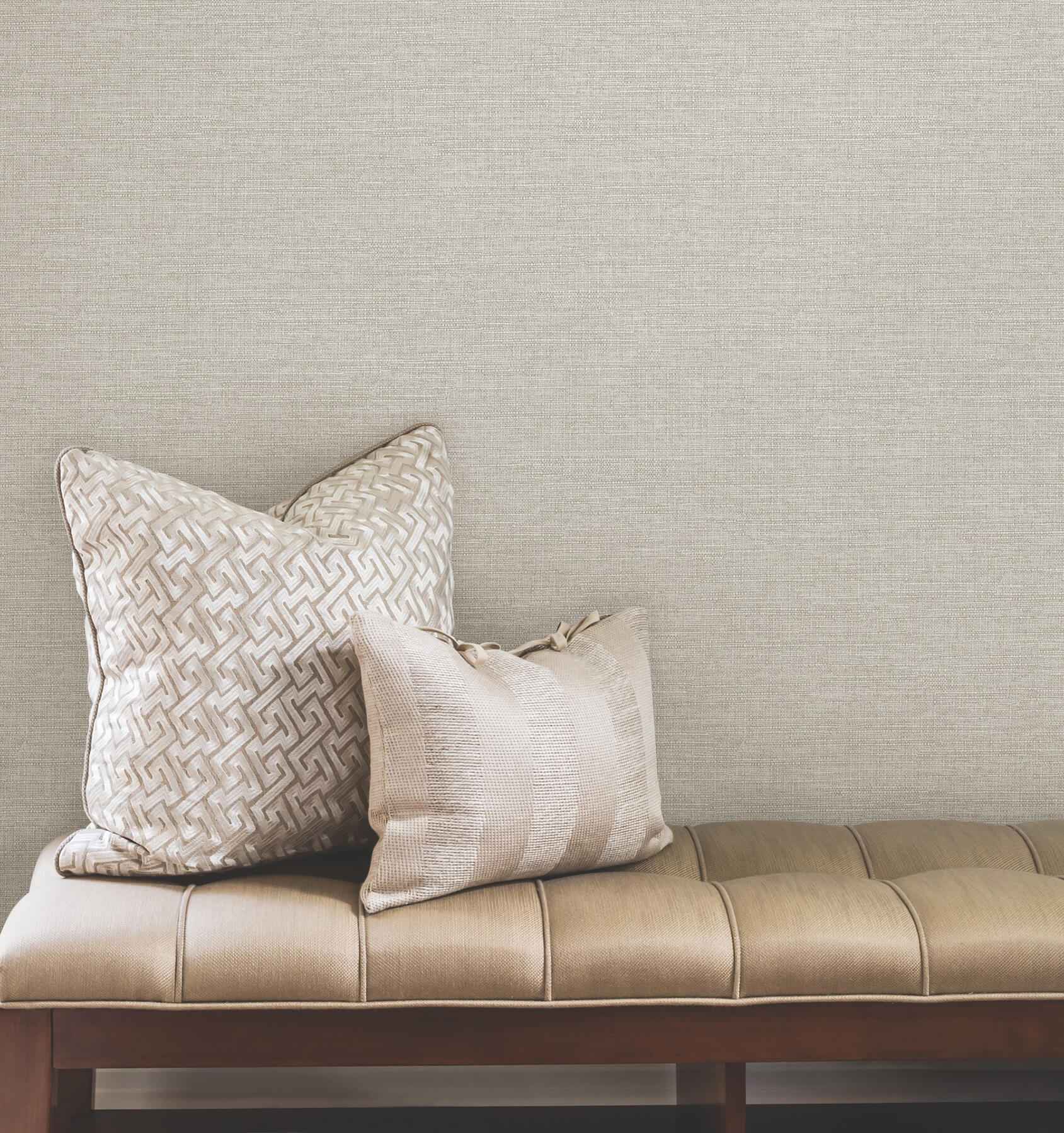 Terrene Light Grey Faux Linen Wallpaper - York Wallcoverings - UW1013N - York Wallcoverings Wallpaper