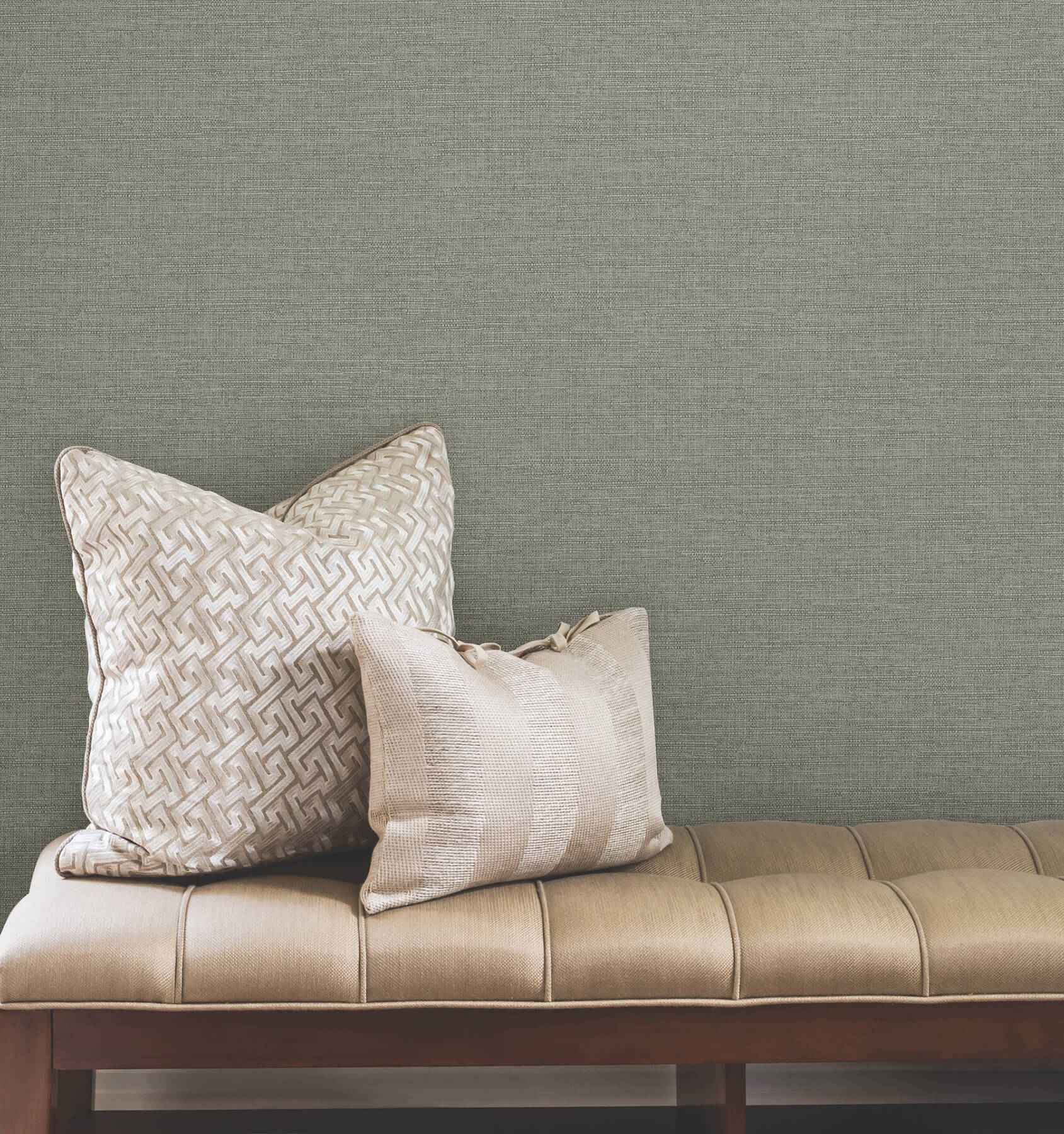 Terrene Moss Faux Linen Wallpaper - York Wallcoverings - UW1016N - York Wallcoverings Wallpaper