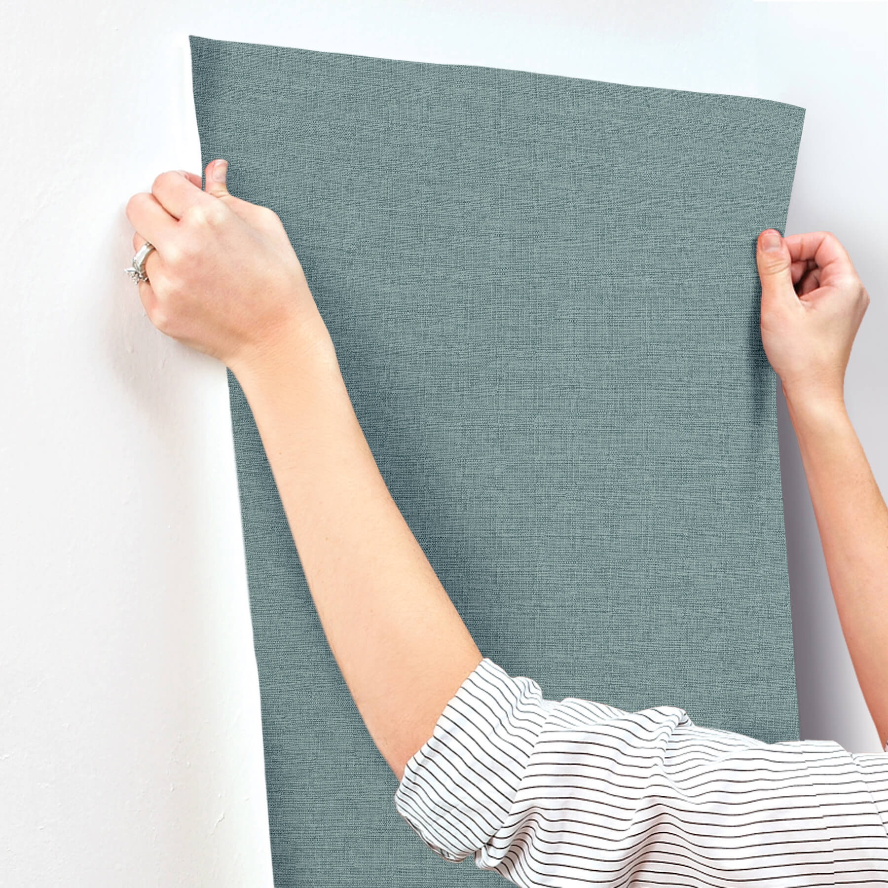 terrene-teal-faux-linen-wallpaper-york-wallcoverings-uw1019n - York Wallcoverings Wallpaper
