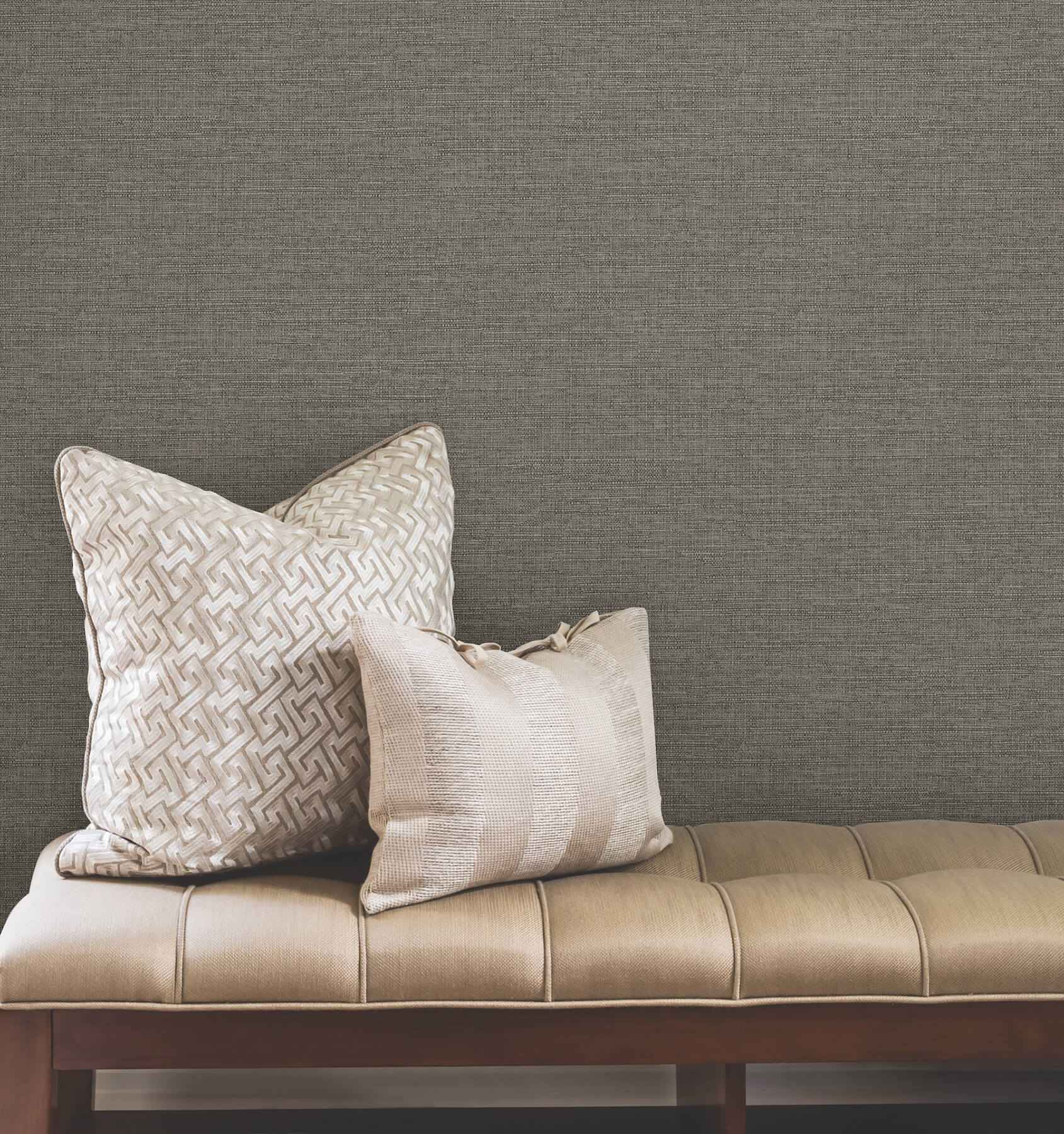 Terrene Charcoal Faux Linen Wallpaper - York Wallcoverings - UW1020N - York Wallcoverings Wallpaper