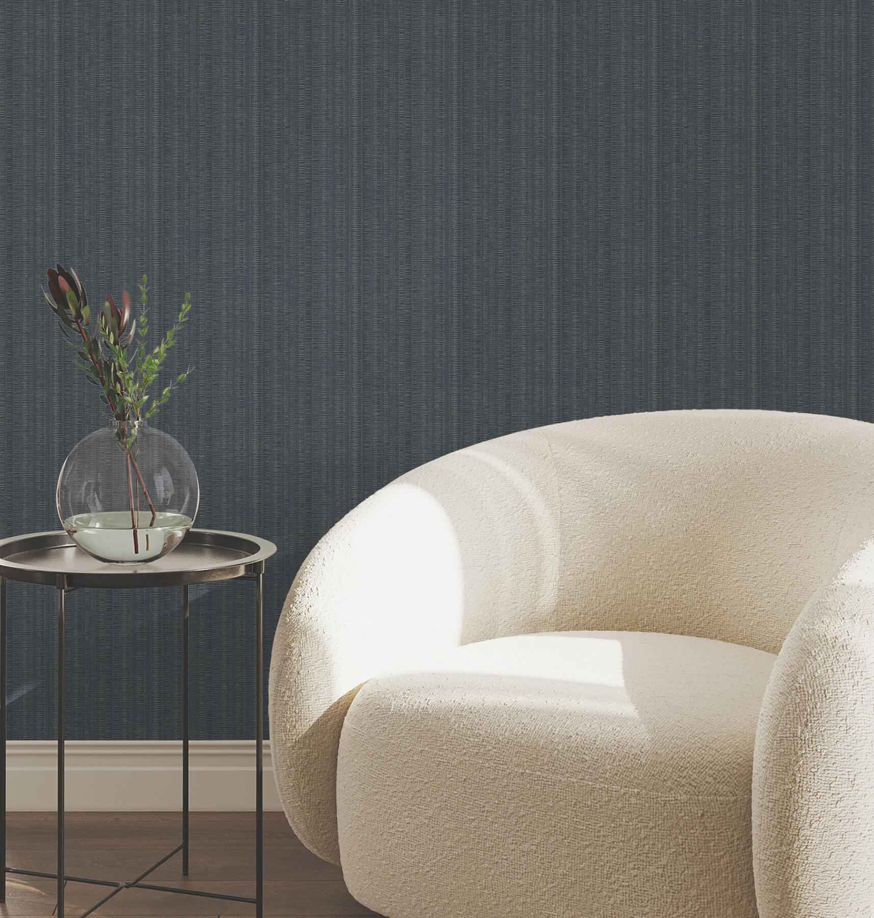 Line in the Sand Indigo Woven Stripe Wallpaper - York Wallcoverings - UW1092N - York Wallcoverings Wallpaper