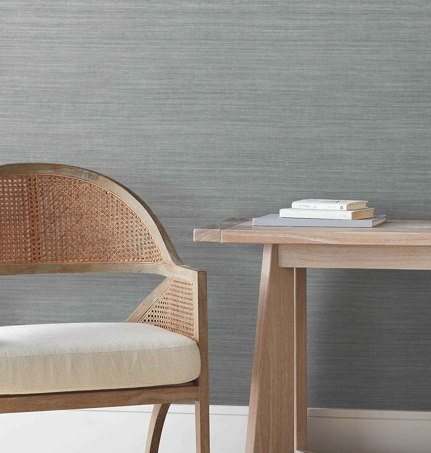Silk Essence Slate Faux Fabric Wallpaper - York Wallcoverings - UW1106N - York Wallcoverings Wallpaper