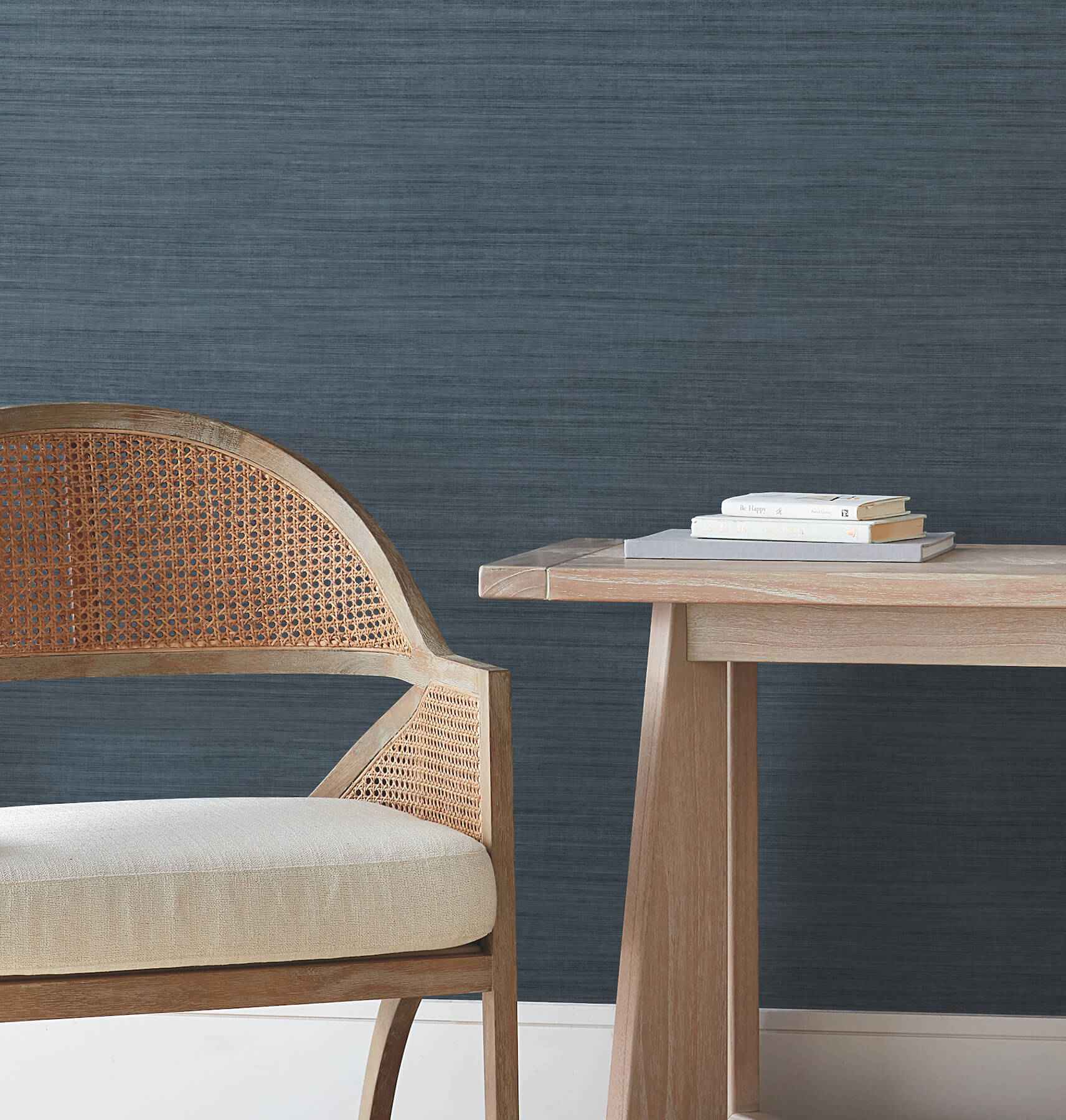 Silk Essence Indigo Faux Fabric Wallpaper - York Wallcoverings - UW1107N - York Wallcoverings Wallpaper