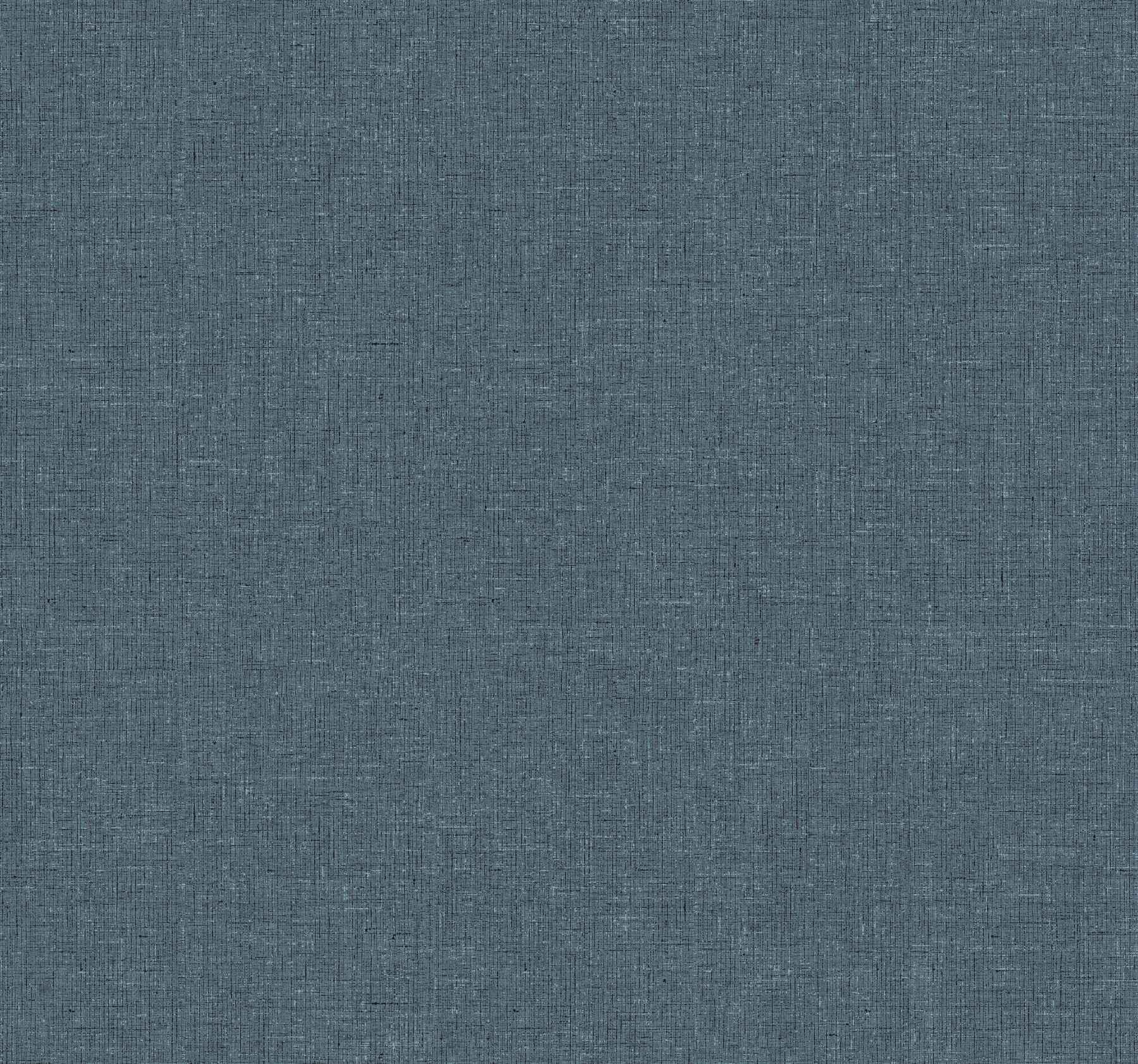 Heathered Linen Indigo Faux Fabric Wallpaper - York Wallcoverings - UW1127N
