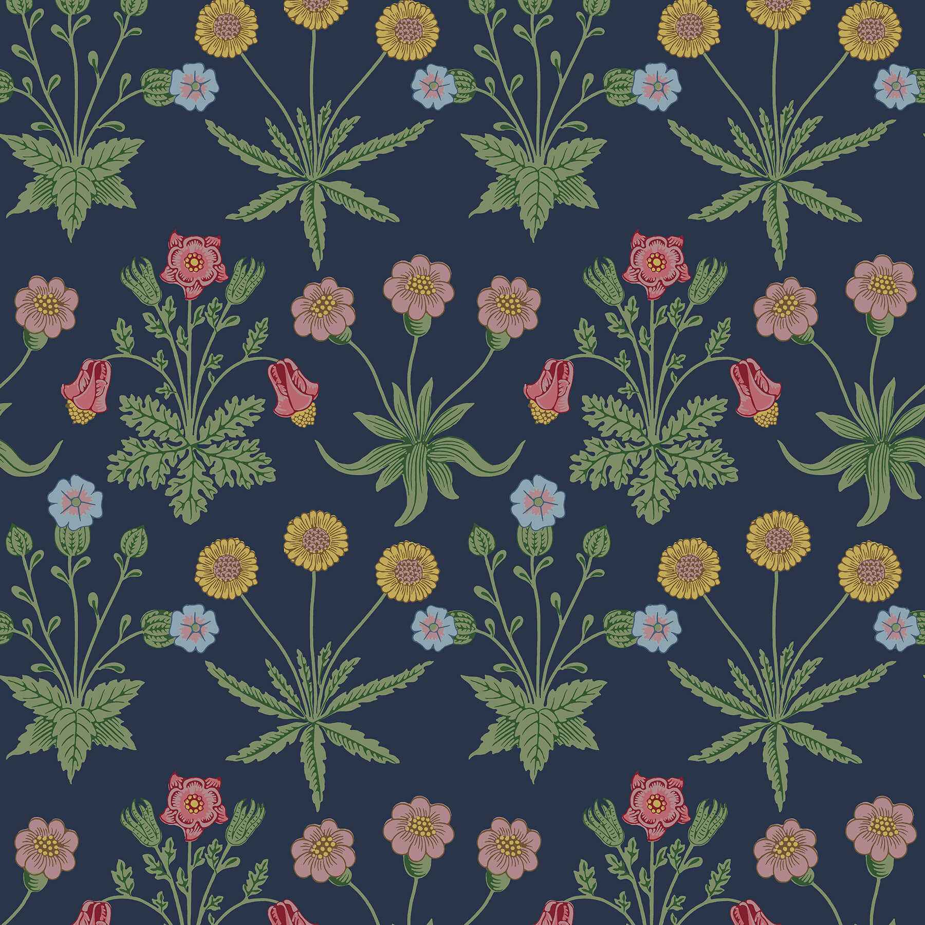 Daisy Indigo Peel and Stick Wallpaper - York Wallcoverings - MCS6597 - York Wallcoverings Wallpaper