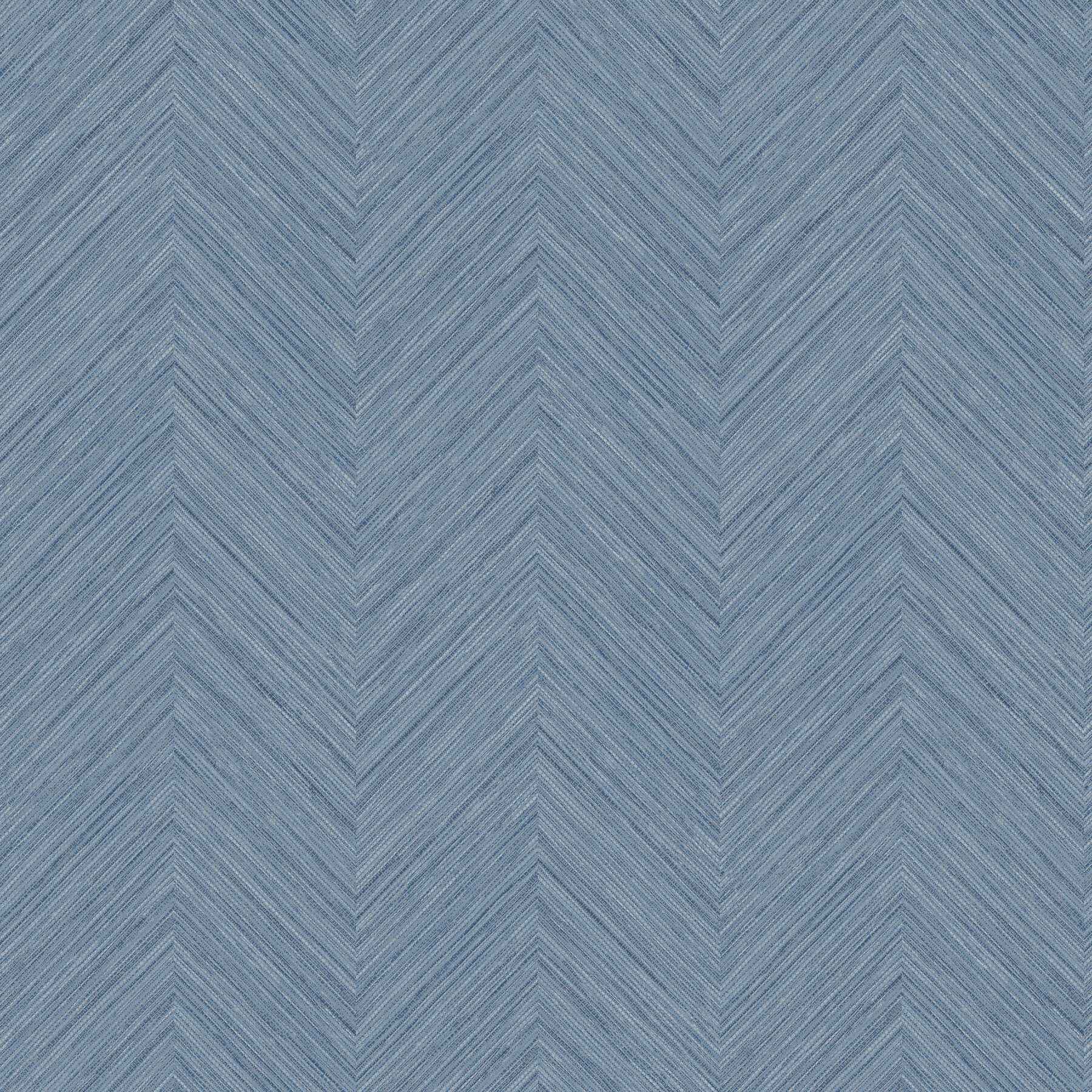 Caladesi Blue Linen Chevron Wallpaper - York Wallcoverings - 4192-13678