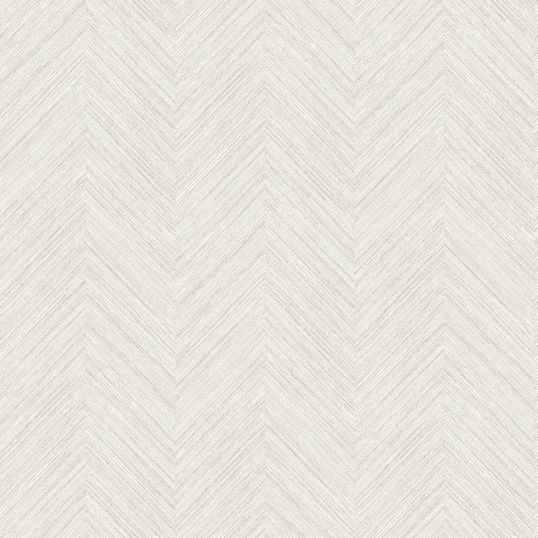 Caladesi Light Grey Linen Chevron Wallpaper - York Wallcoverings - 4192-13679