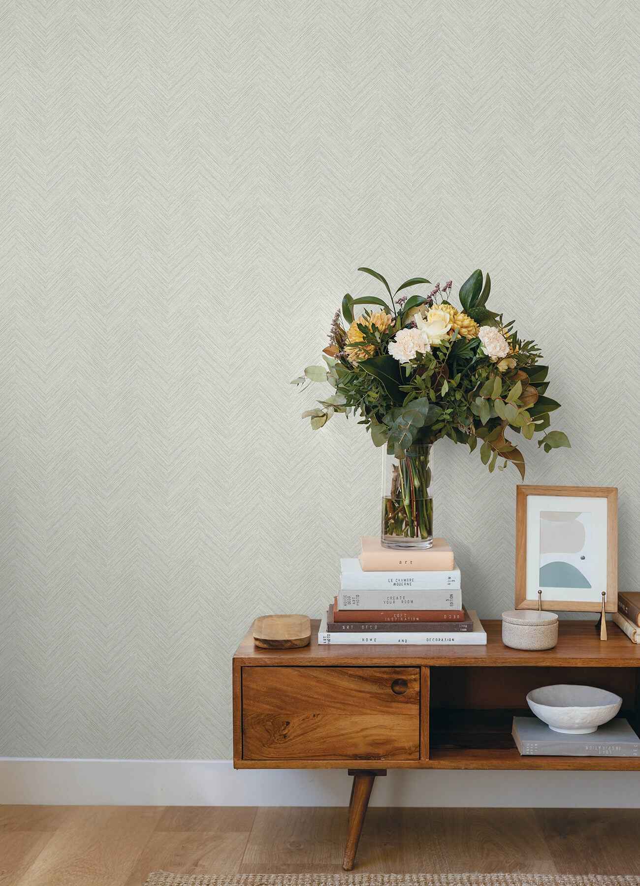 Caladesi Light Grey Linen Chevron Wallpaper - York Wallcoverings - 4192-13679 - York Wallcoverings Wallpaper
