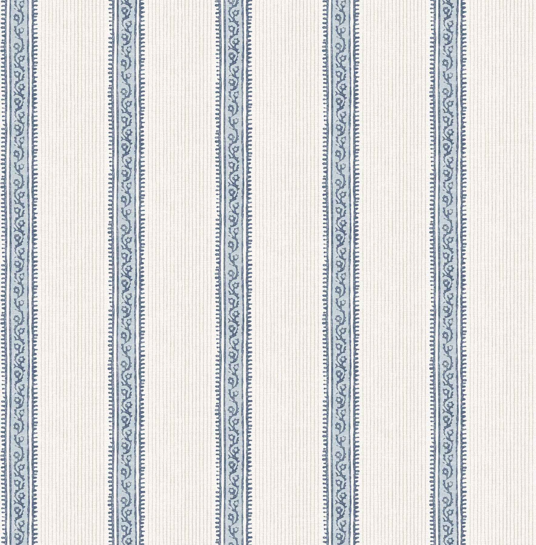 Mandevilla Blue Vine Stripe Wallpaper - York Wallcoverings - 4192-27428