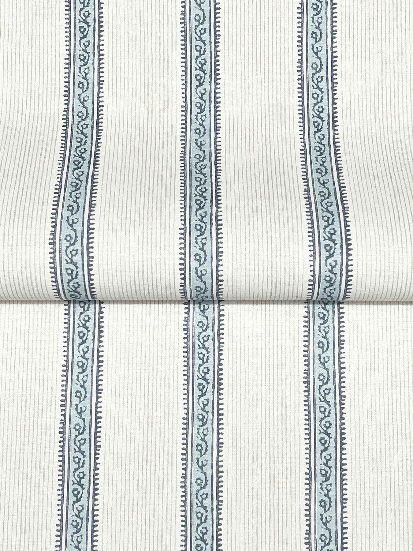 Mandevilla Blue Vine Stripe Wallpaper - York Wallcoverings - 4192-27428 - York Wallcoverings Wallpaper