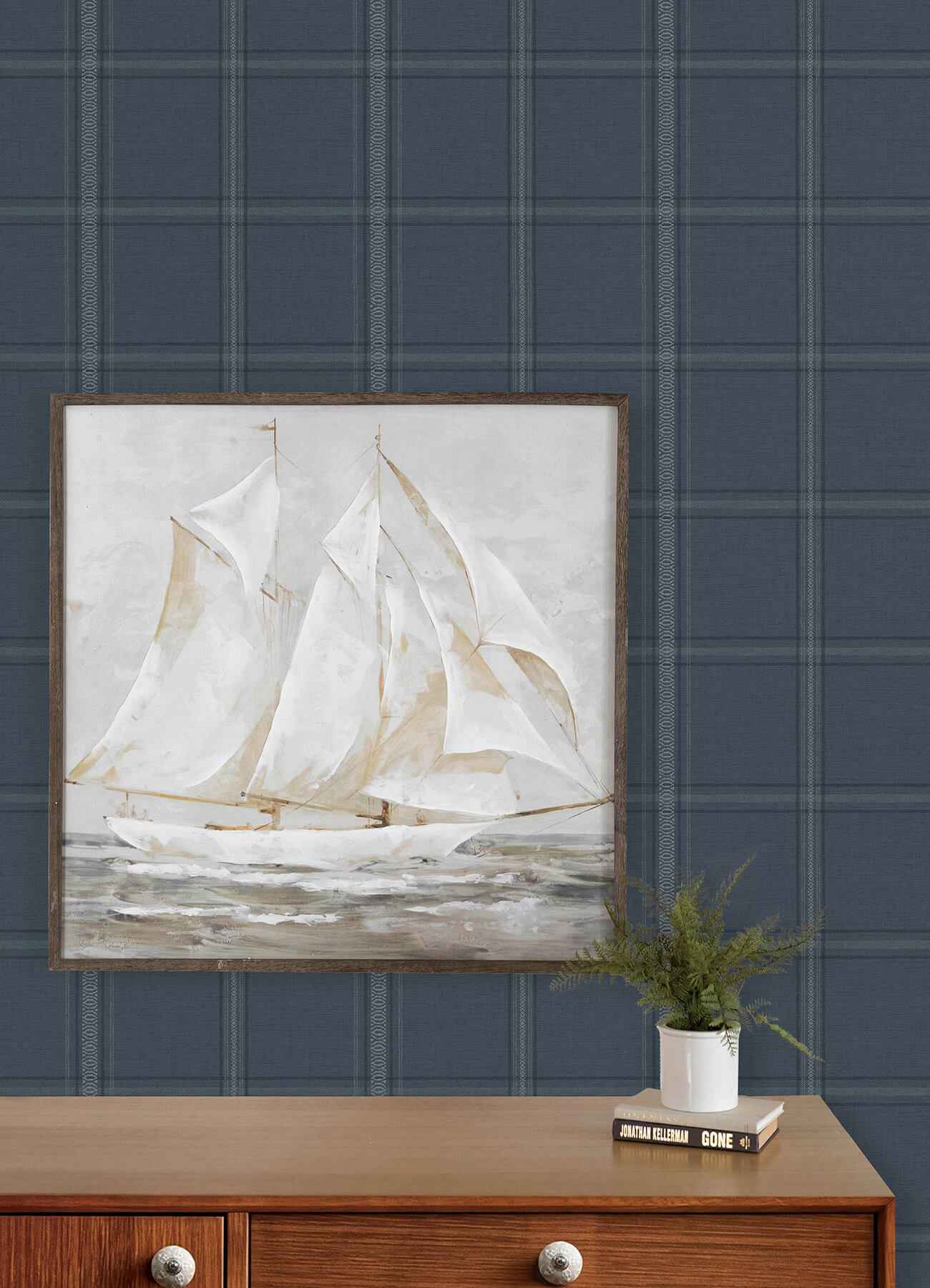 Auberge Dark Blue Plaid Wallpaper - York Wallcoverings - 4192-27605 - York Wallcoverings Wallpaper