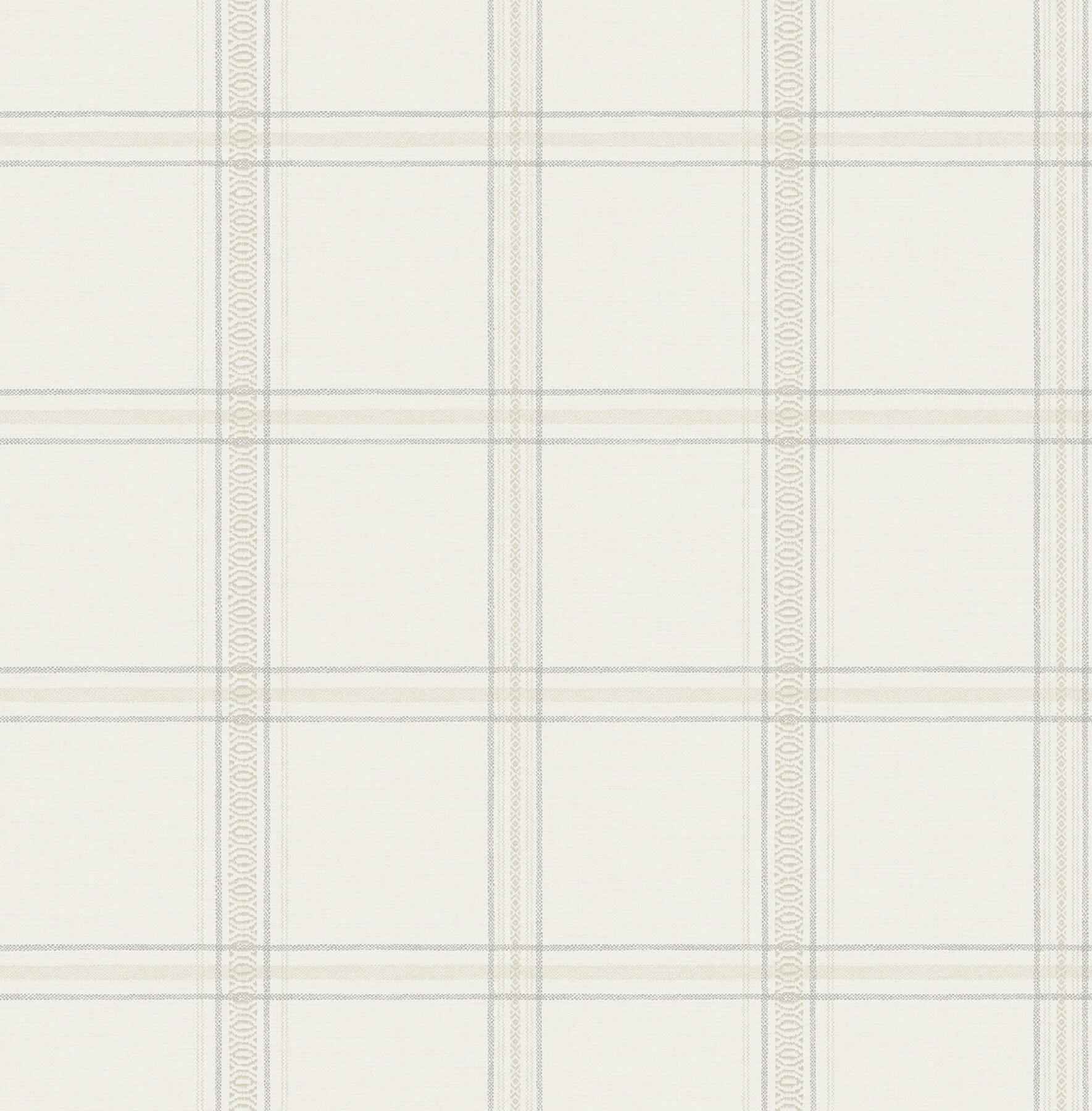 Auberge White Plaid Wallpaper - York Wallcoverings - 4192-27606