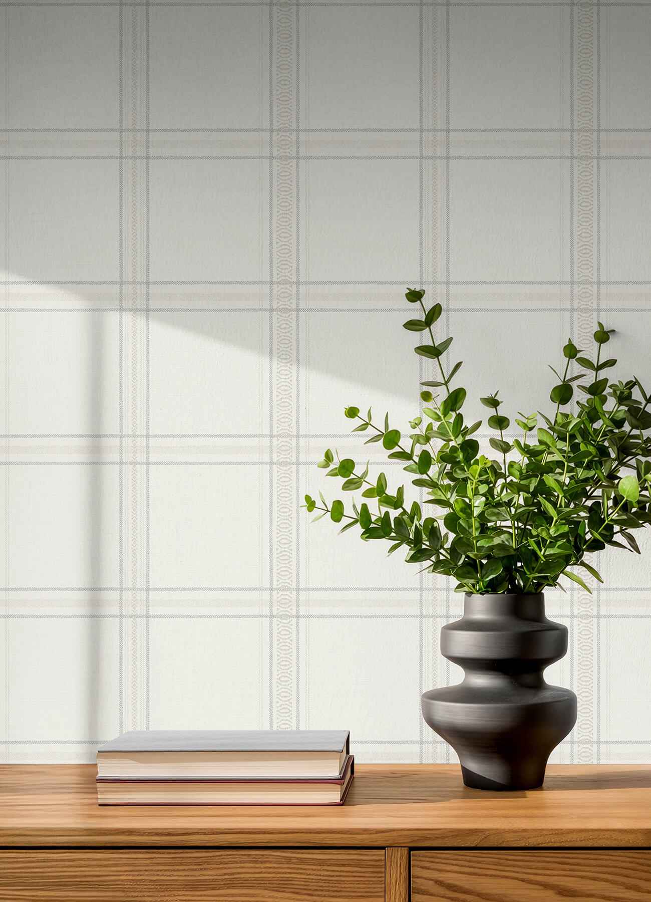 Auberge White Plaid Wallpaper - York Wallcoverings - 4192-27606 - York Wallcoverings Wallpaper