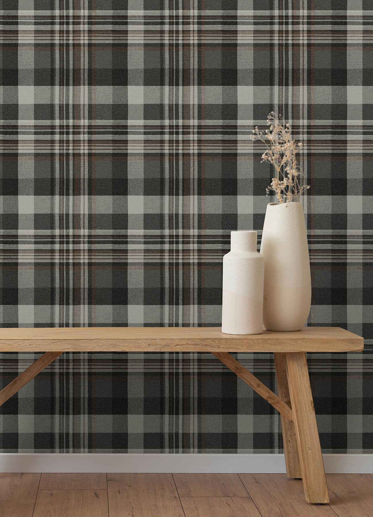 Dutton Plaid Charcoal Flannel Wallpaper - York Wallcoverings - 4192-72632 - York Wallcoverings Wallpaper
