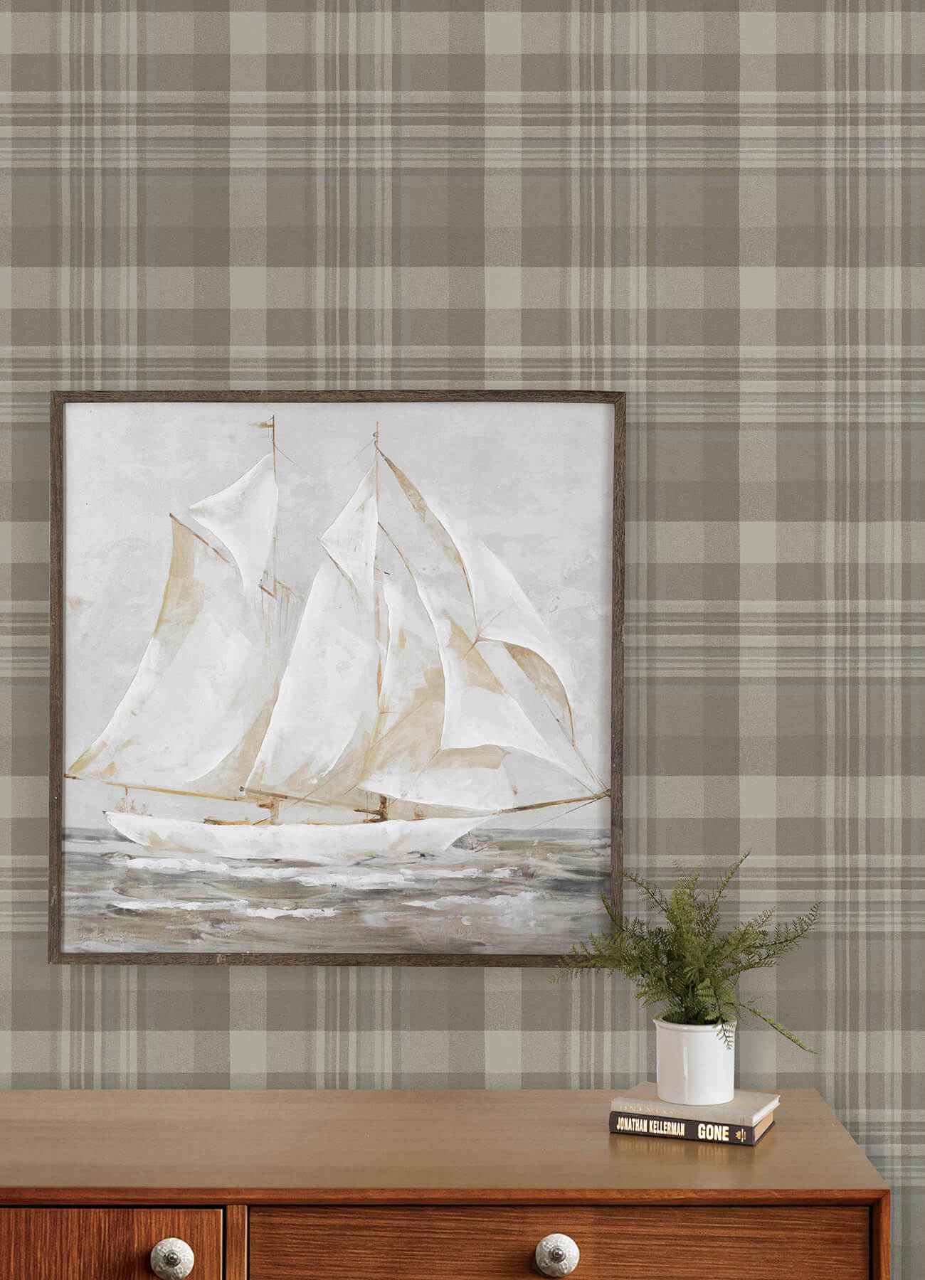 Dutton Plaid Light Brown Flannel Wallpaper - York Wallcoverings - 4192-72633 - York Wallcoverings Wallpaper