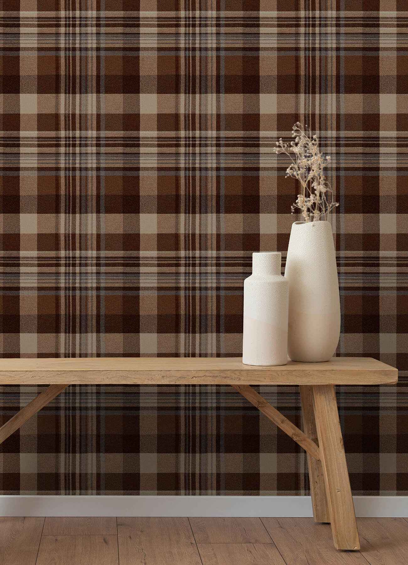 Dutton Plaid Rust Flannel Wallpaper - York Wallcoverings - 4192-72636 - York Wallcoverings Wallpaper