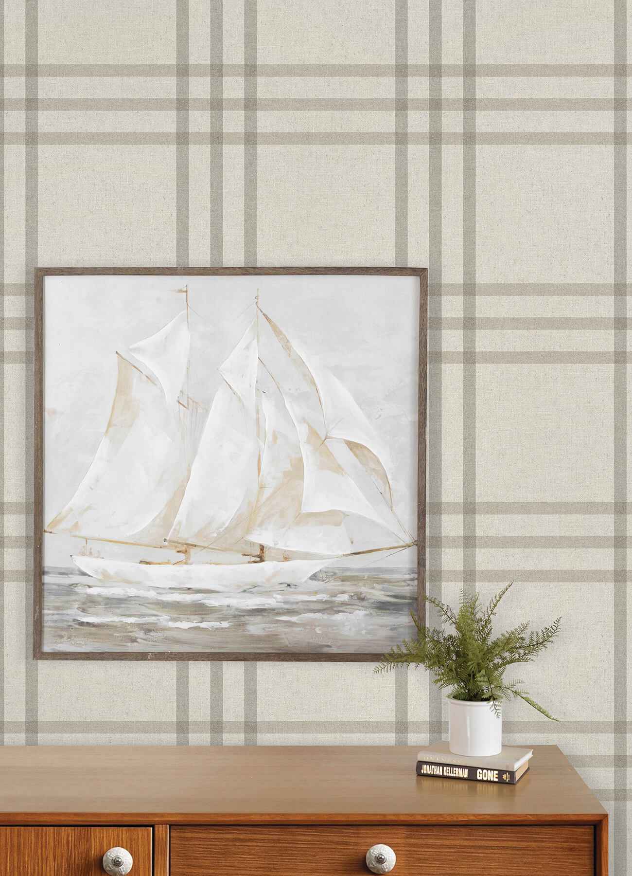Fletcher Grey Plaid Wallpaper - York Wallcoverings - 4192-83401 - York Wallcoverings Wallpaper