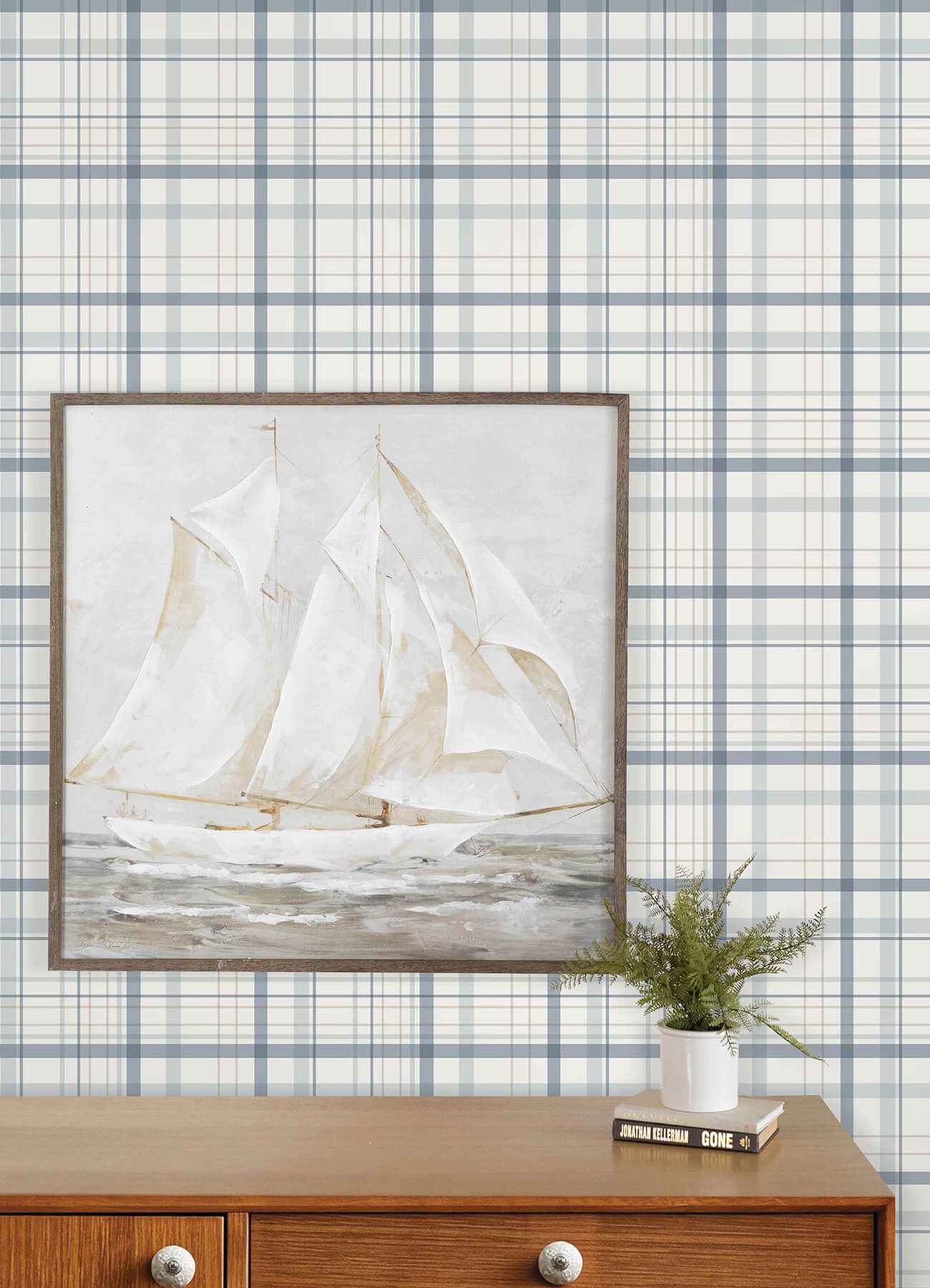 Burgess Blue Plaid Wallpaper - York Wallcoverings - 4192-83406 - York Wallcoverings Wallpaper