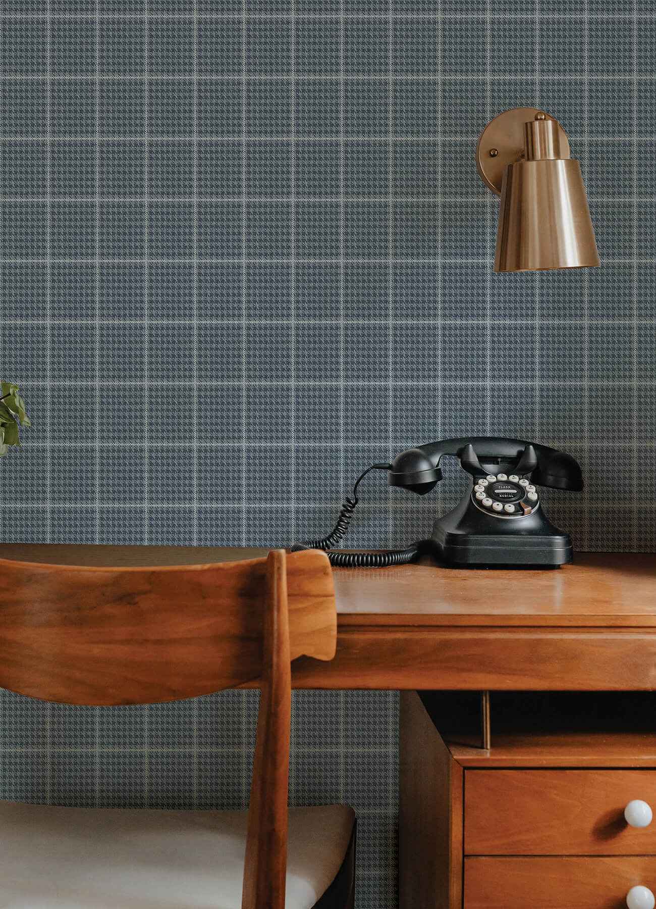 Prescott Navy Glen Check Wallpaper - York Wallcoverings - 4192-83416 - York Wallcoverings Wallpaper